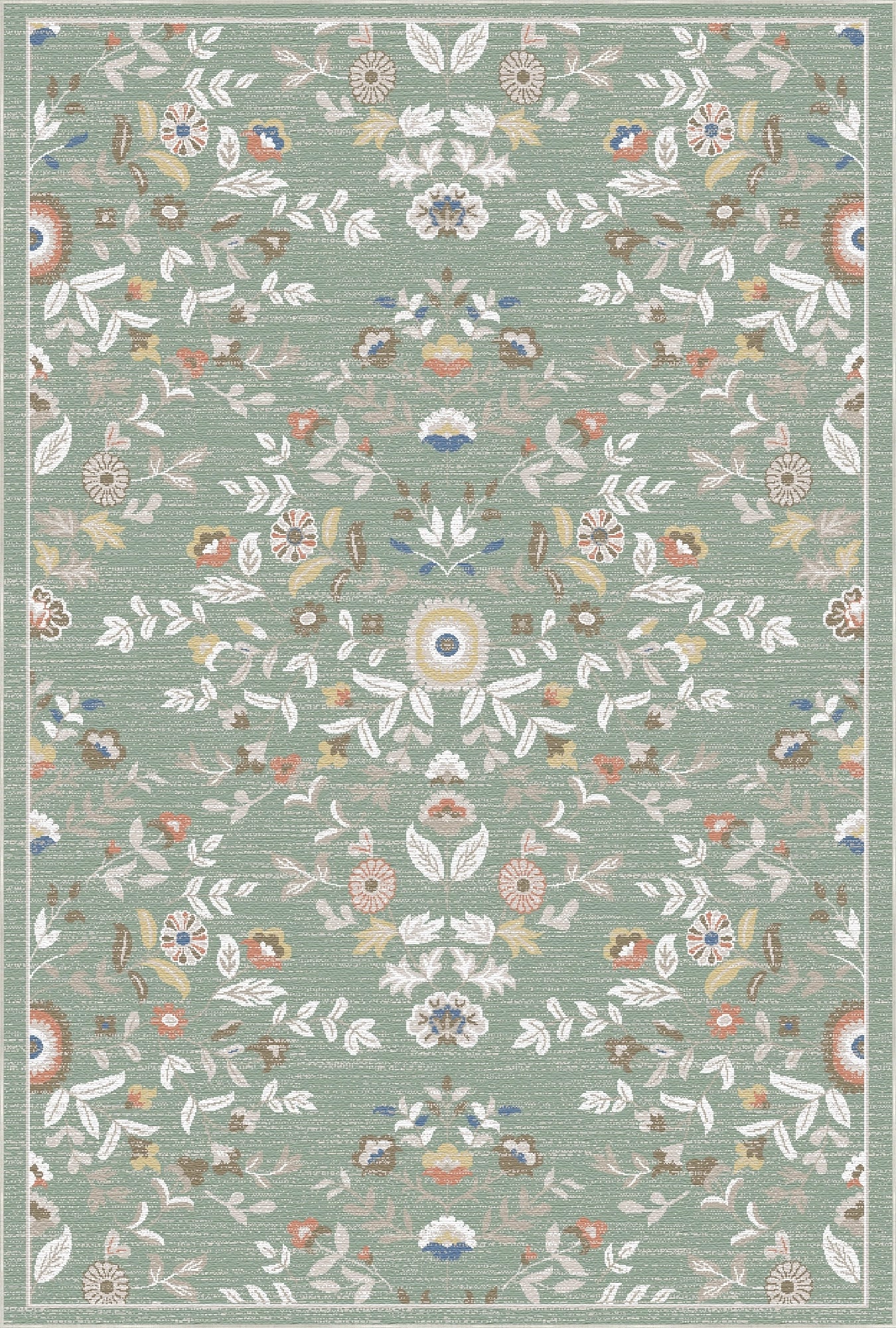 Sage Garden Floral Medallion Rug