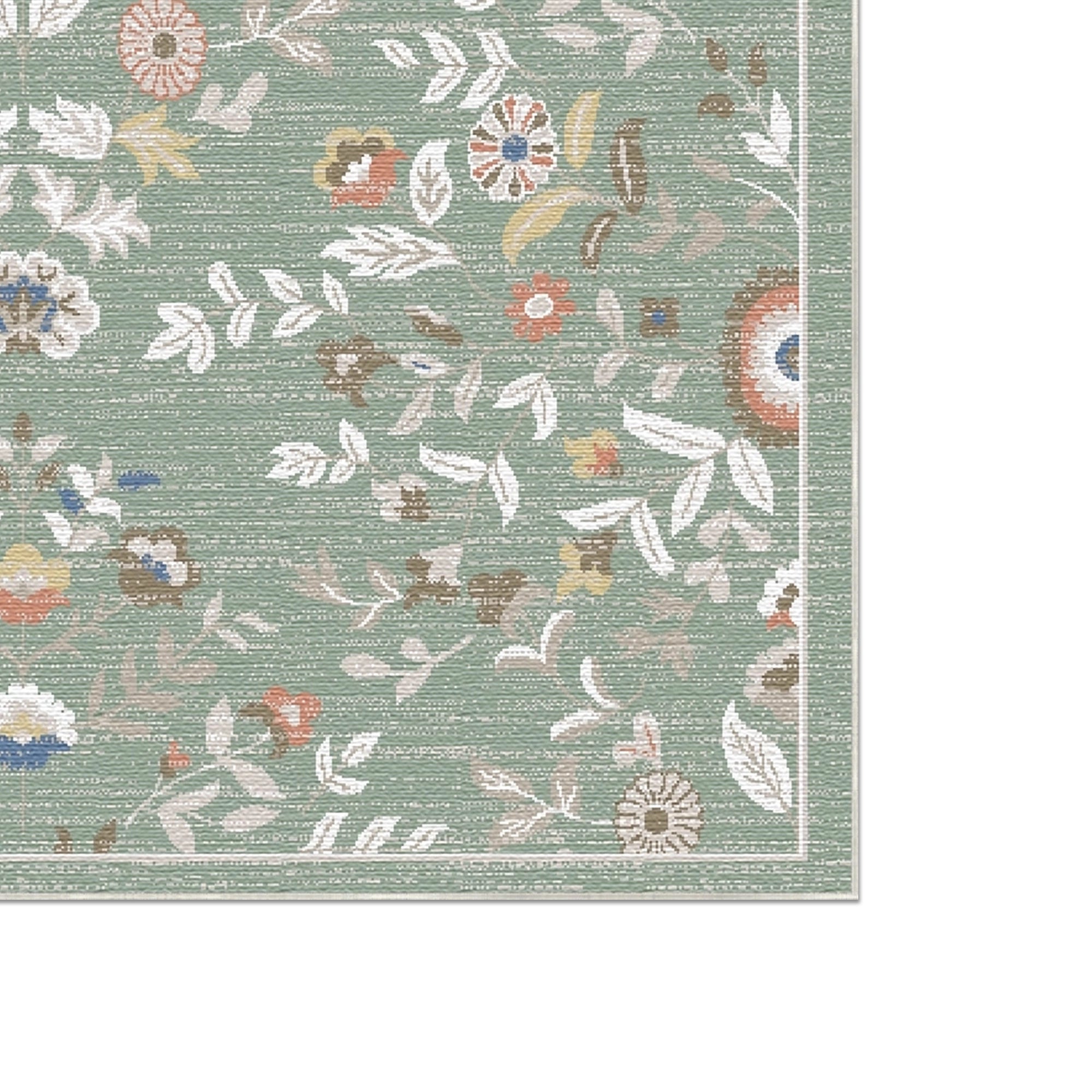 Sage Garden Floral Medallion Rug