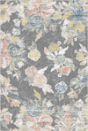 Antique Slate Painterly Floral Rug Gray