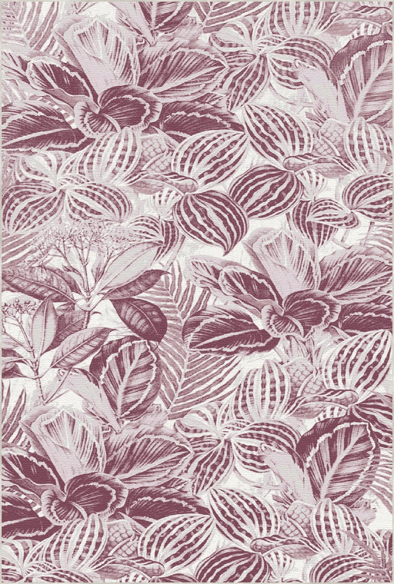 Mauve Tropical Leaf Botanical Rug