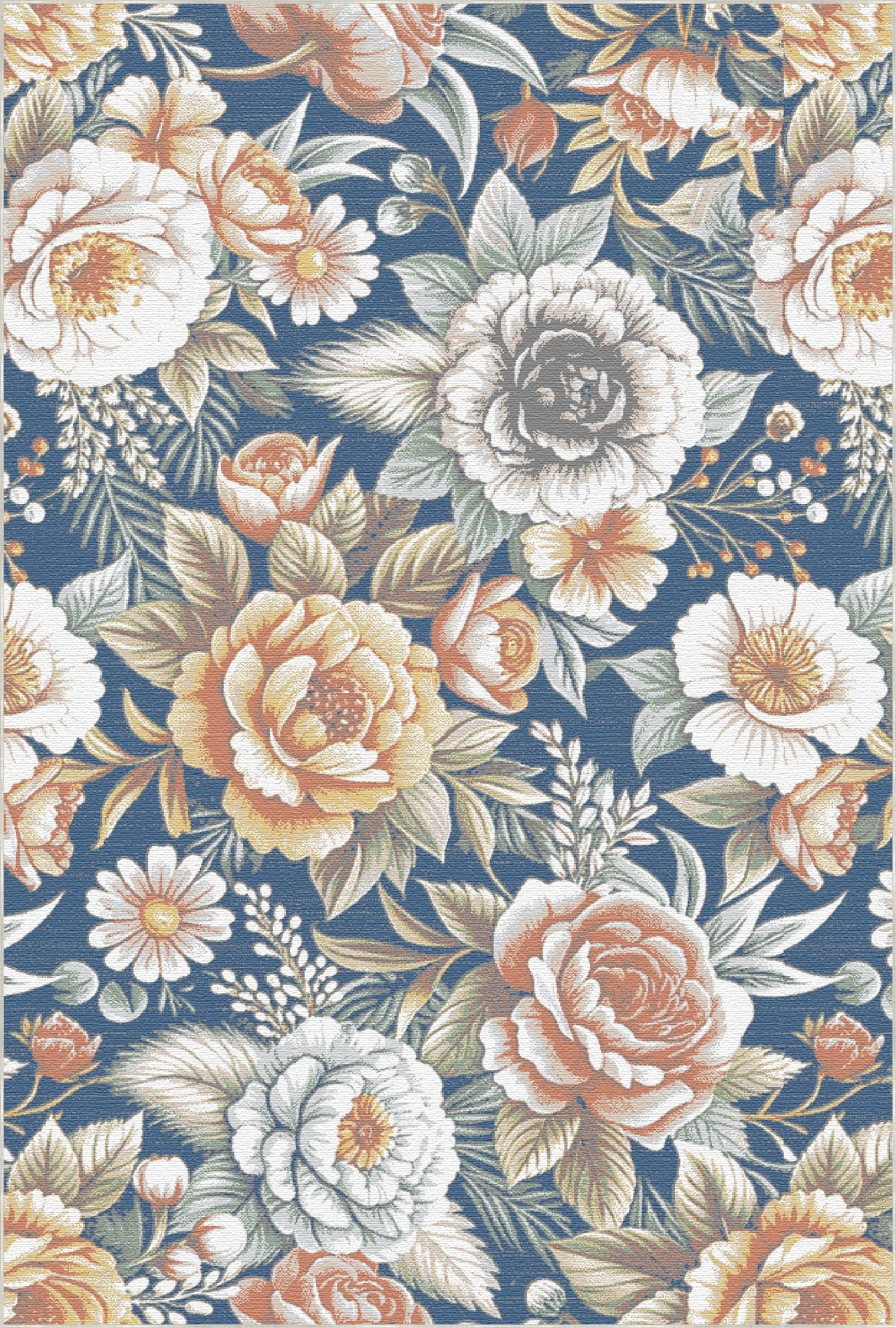 Sapphire Nocturne Floral Rug