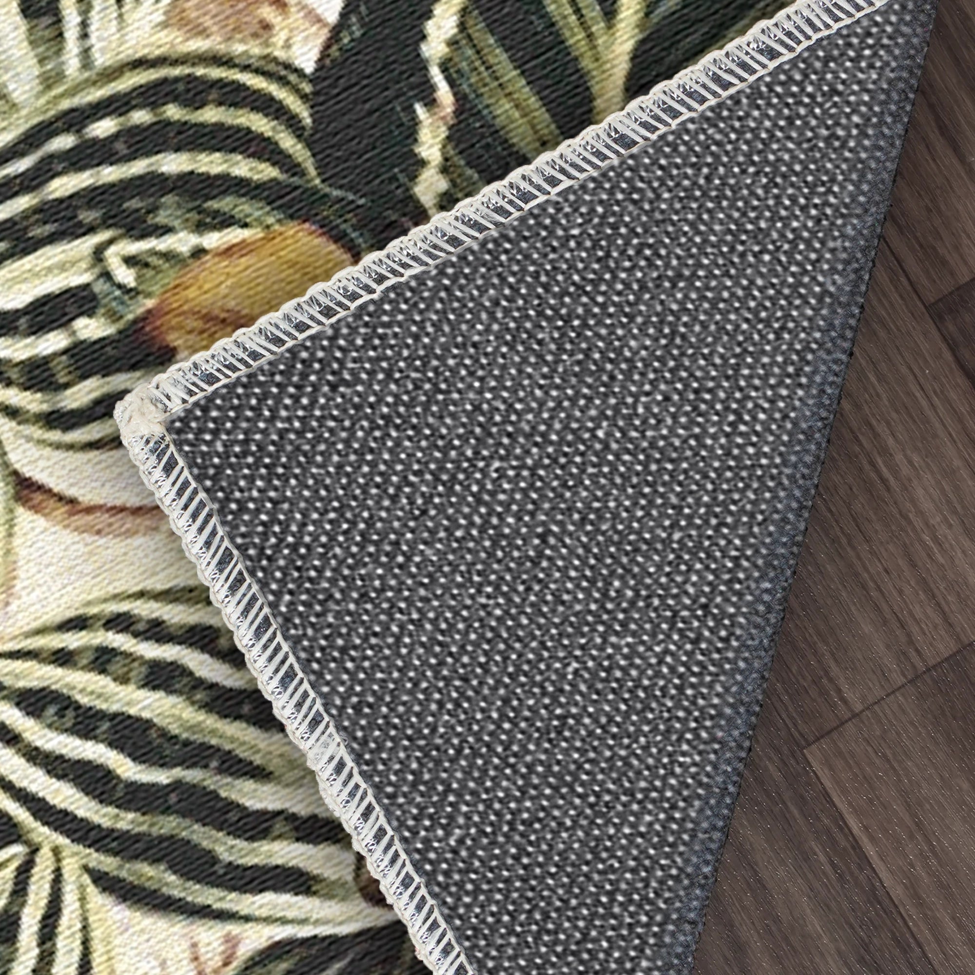 Green Tropical Leaf Botanical Rug