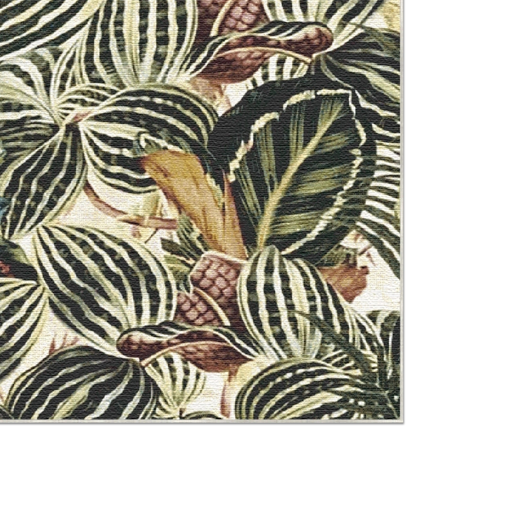 Green Tropical Leaf Botanical Rug