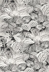 Black and White Tropical Leaf Rug Black