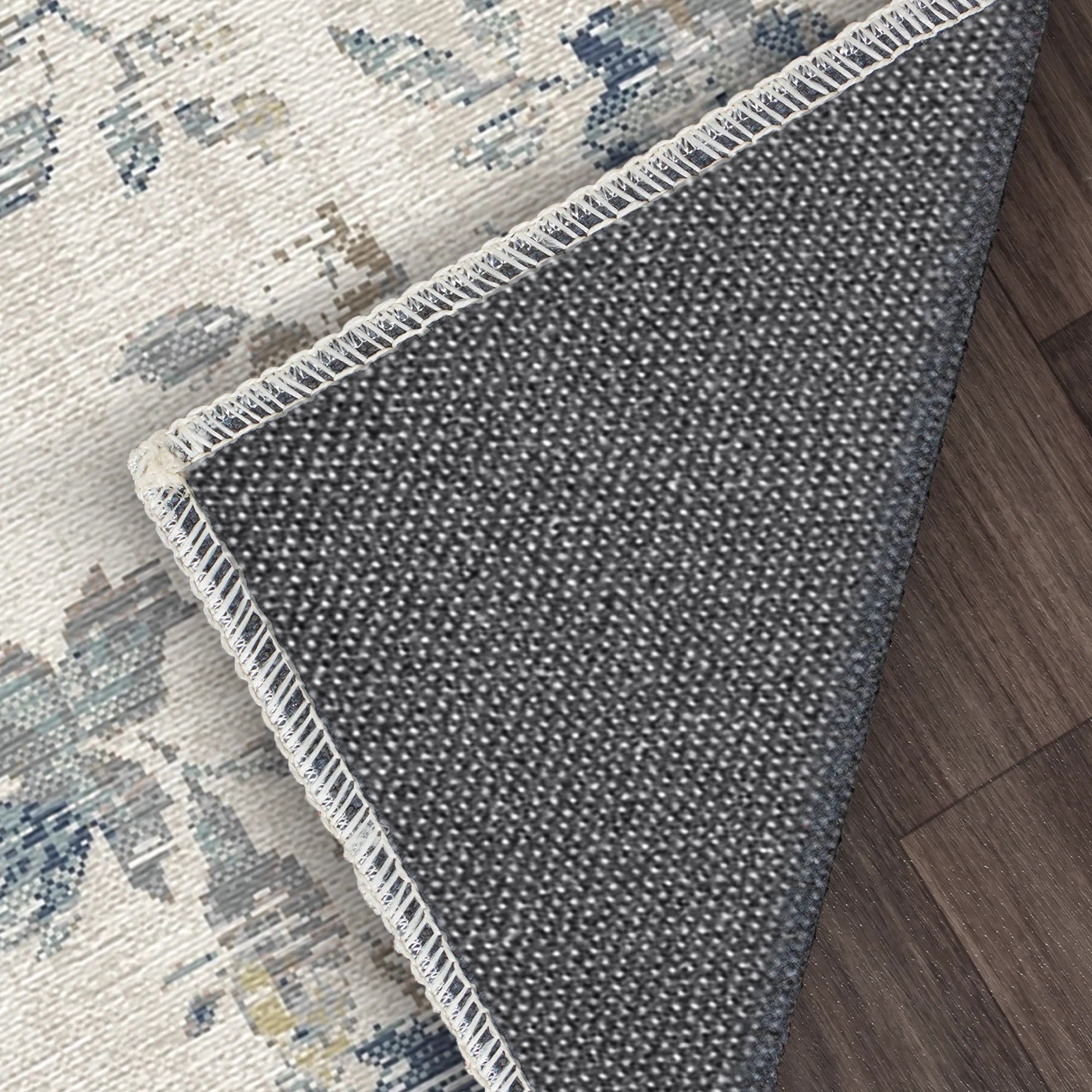 Vintage Painterly Blue Floral Rug