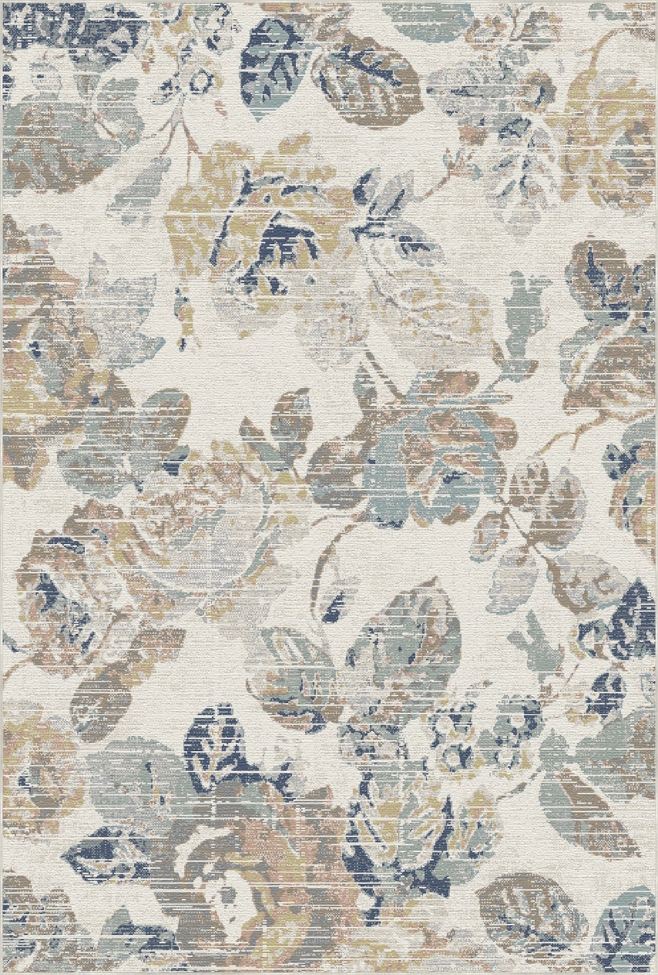 Azure Meadow Distressed Floral Rug