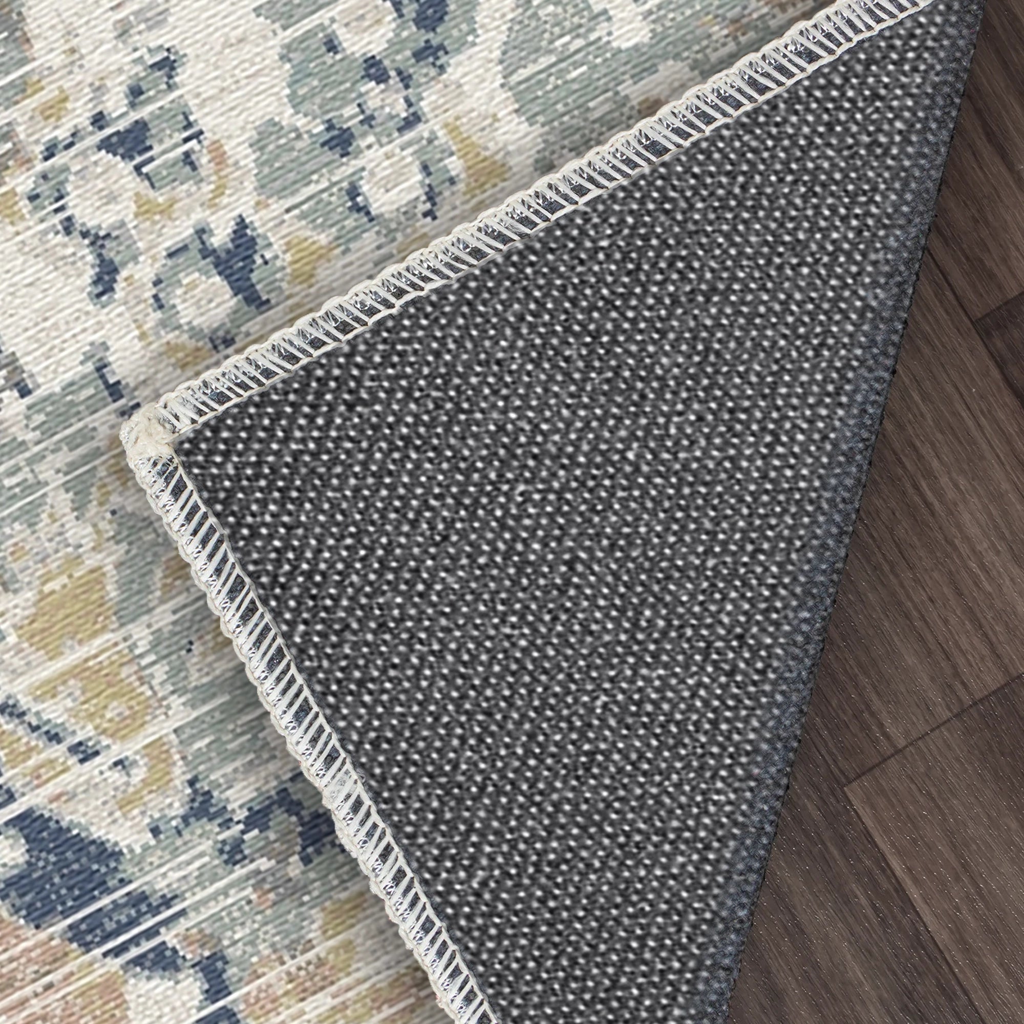 Azure Meadow Distressed Floral Rug