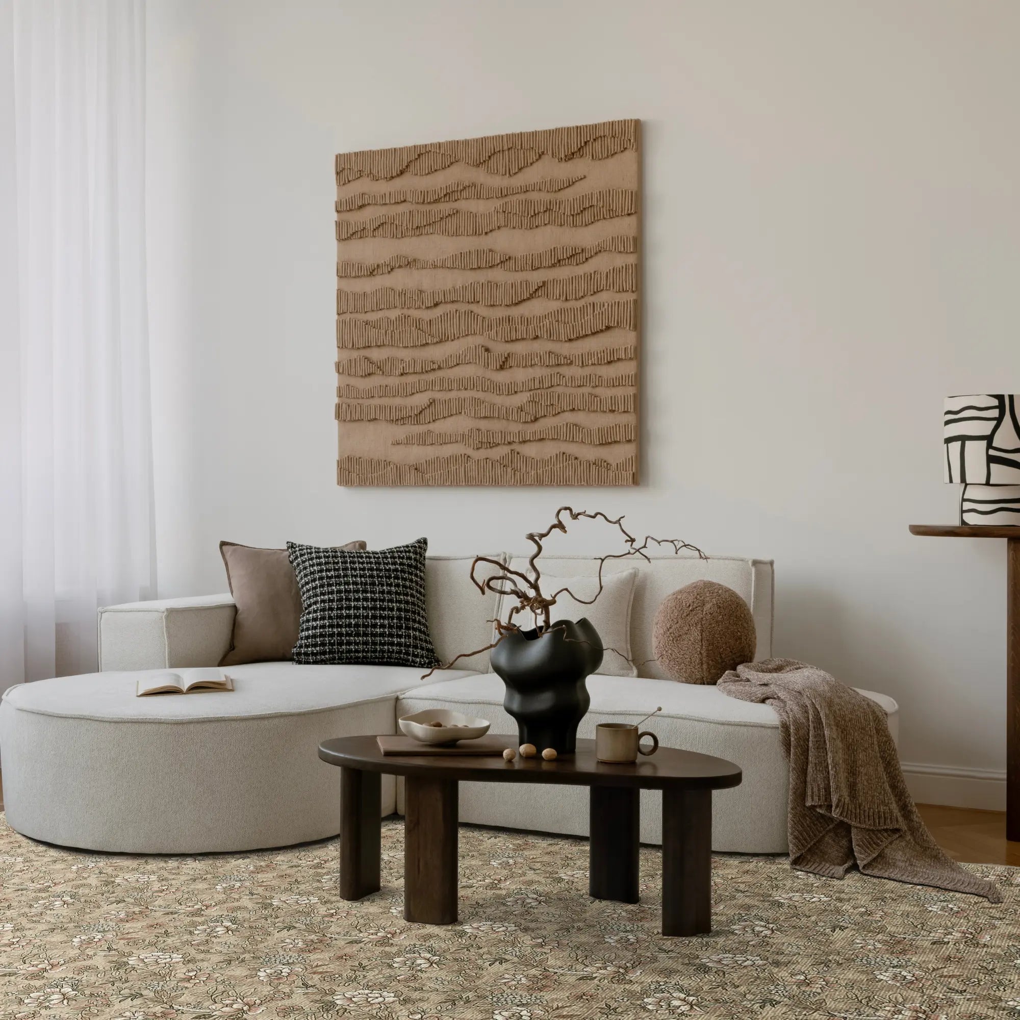 Tappeto Vintage Beige Piccoli Fiori
