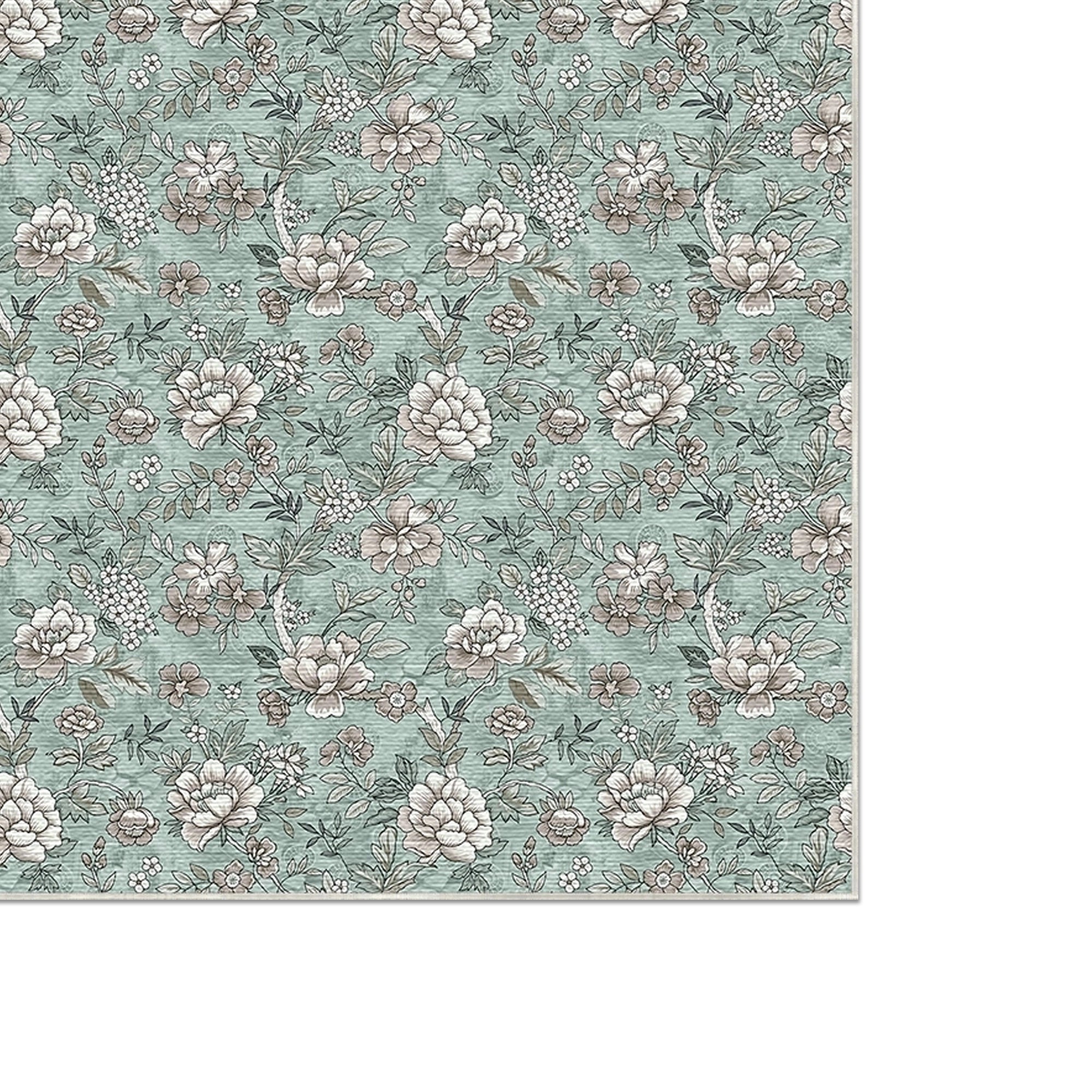 Vintage Mint Petite Floral Rug