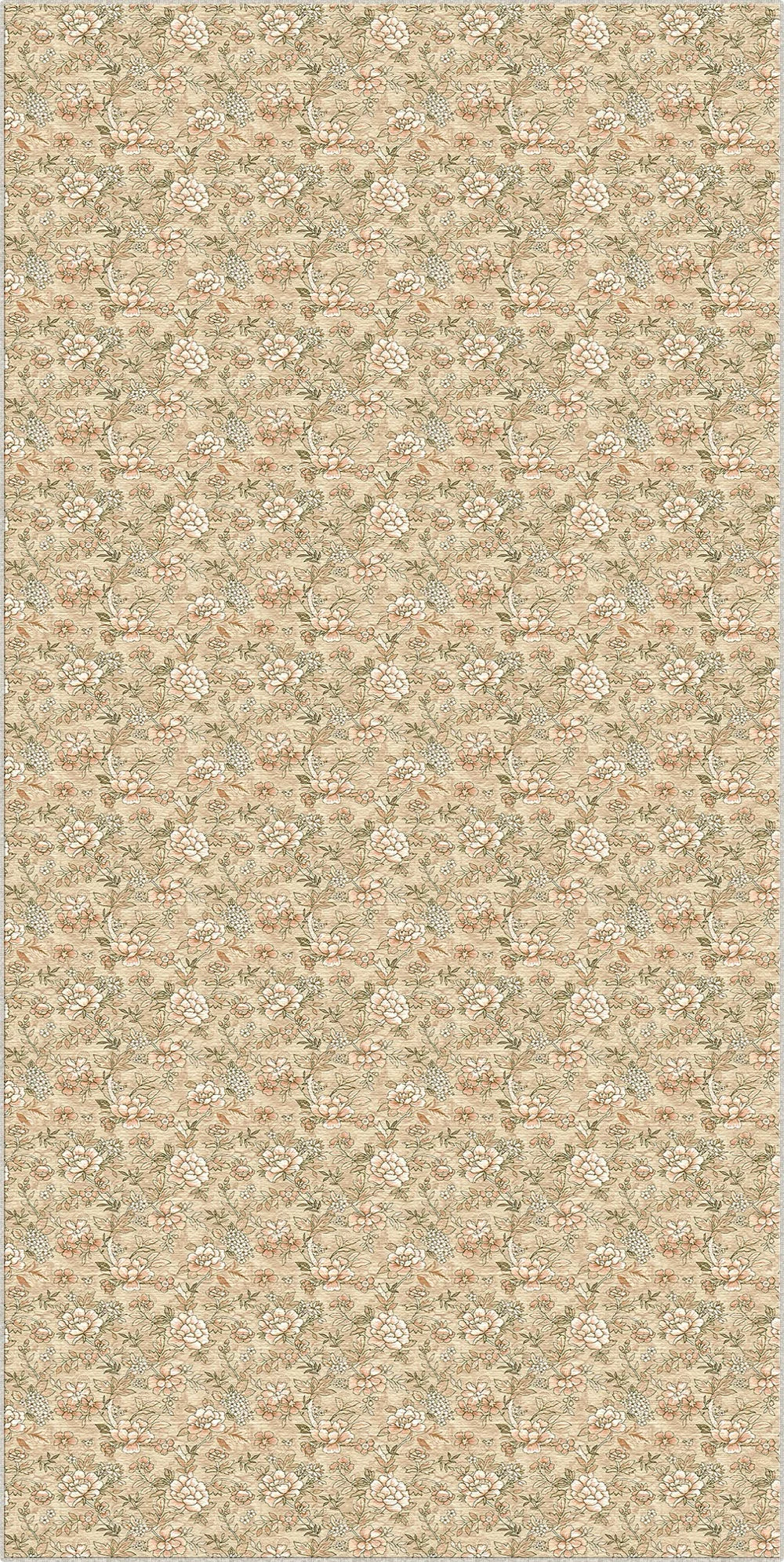 Tappeto Vintage Beige Piccoli Fiori
