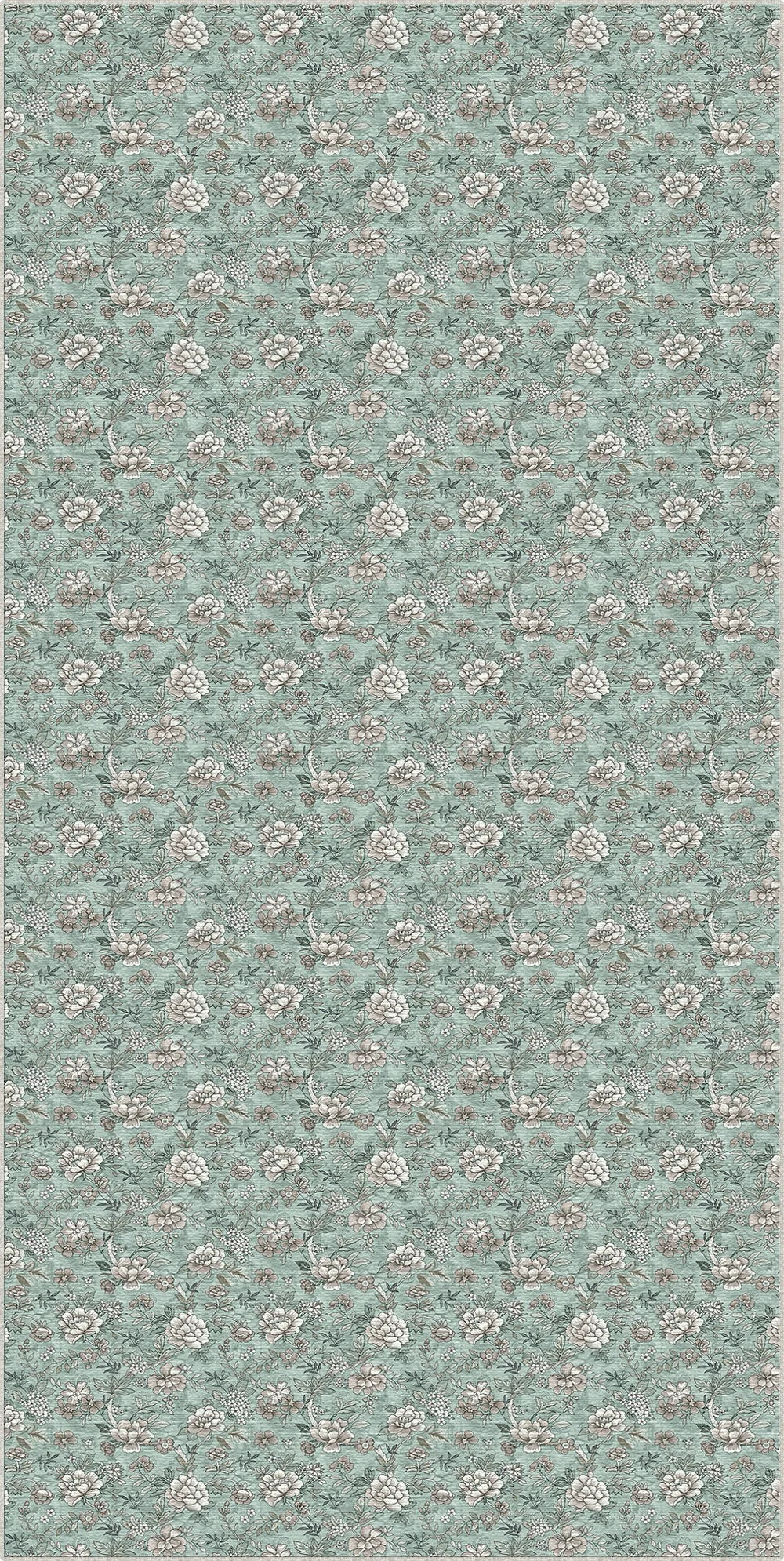 Tappeto Vintage Menta Piccoli Fiori
