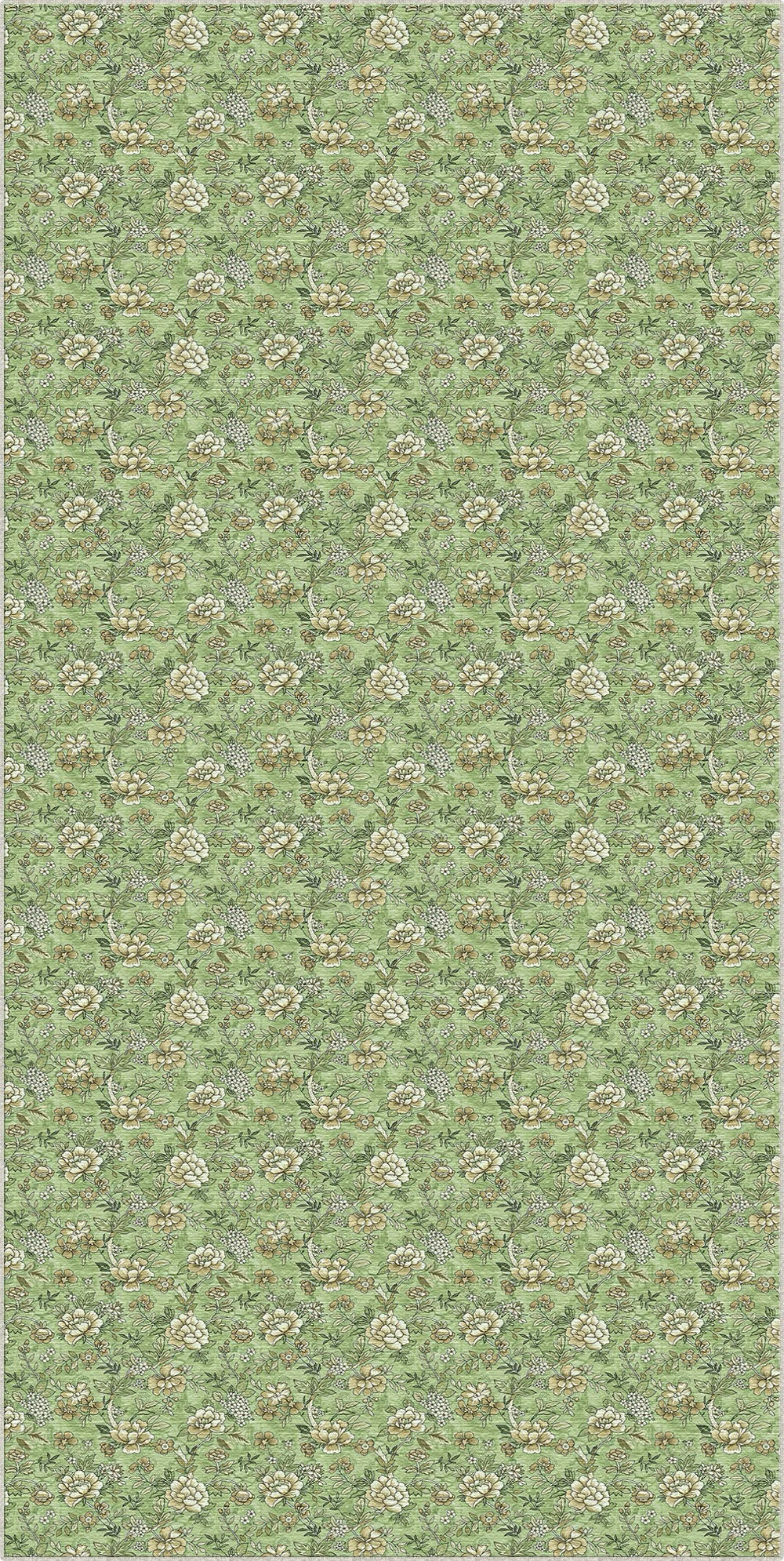 Tappeto Vintage Verde Piccoli Fiori
