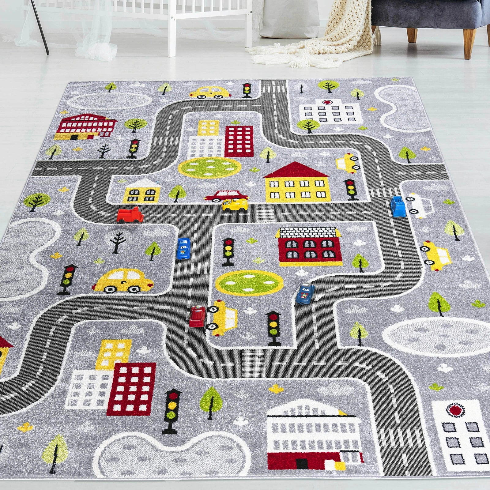 Gray Traffic Kids Rug