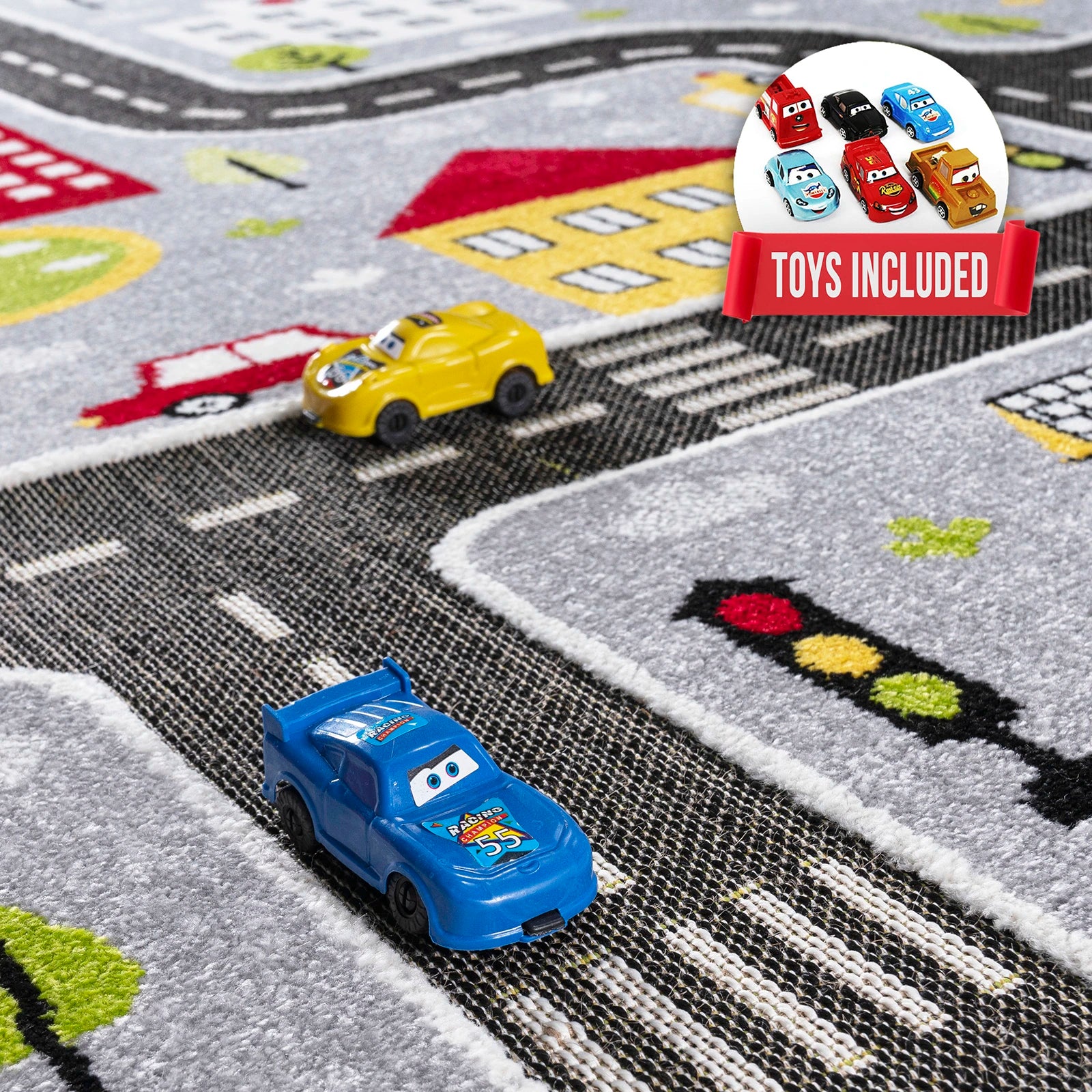 Gray Traffic Kids Rug