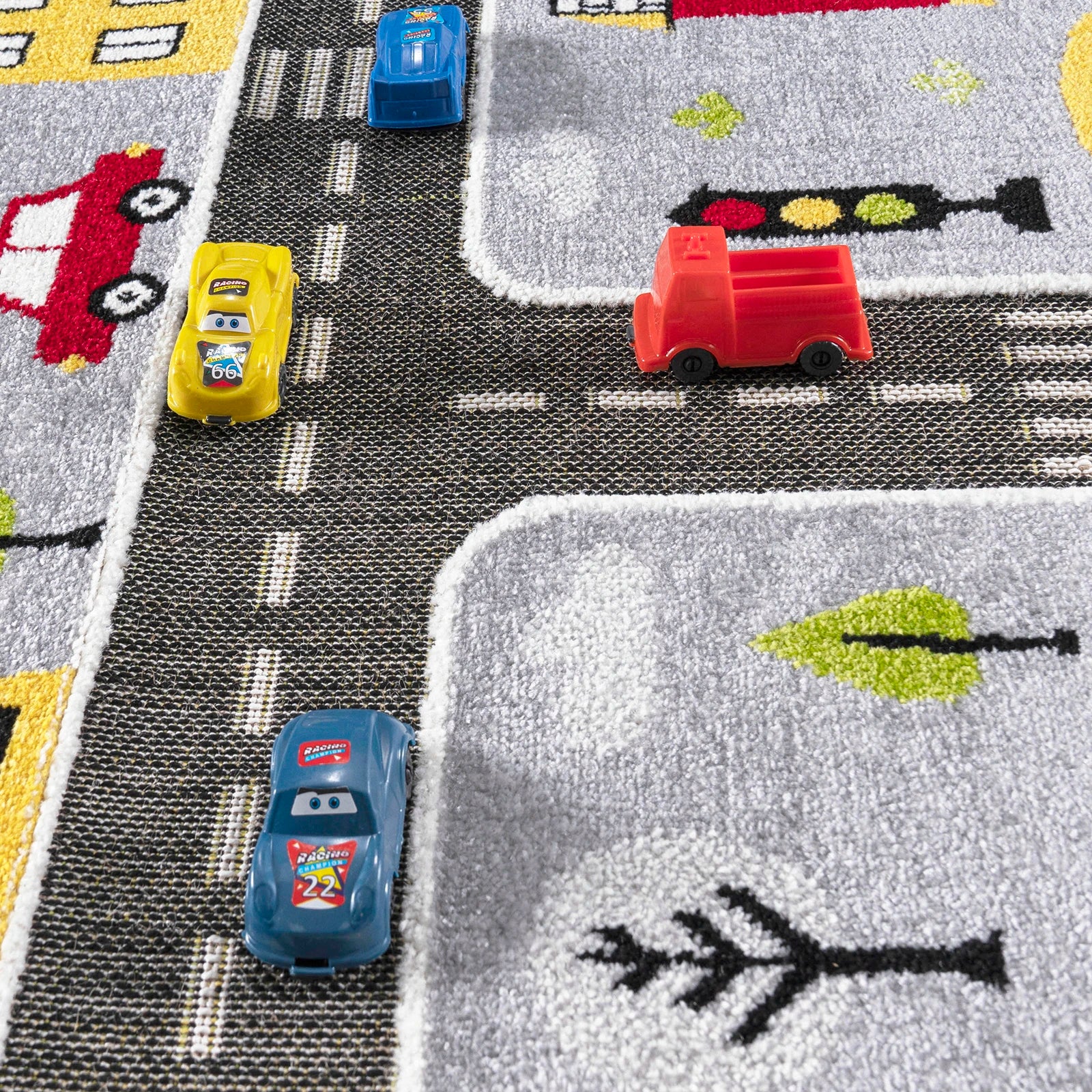 Gray Traffic Kids Rug
