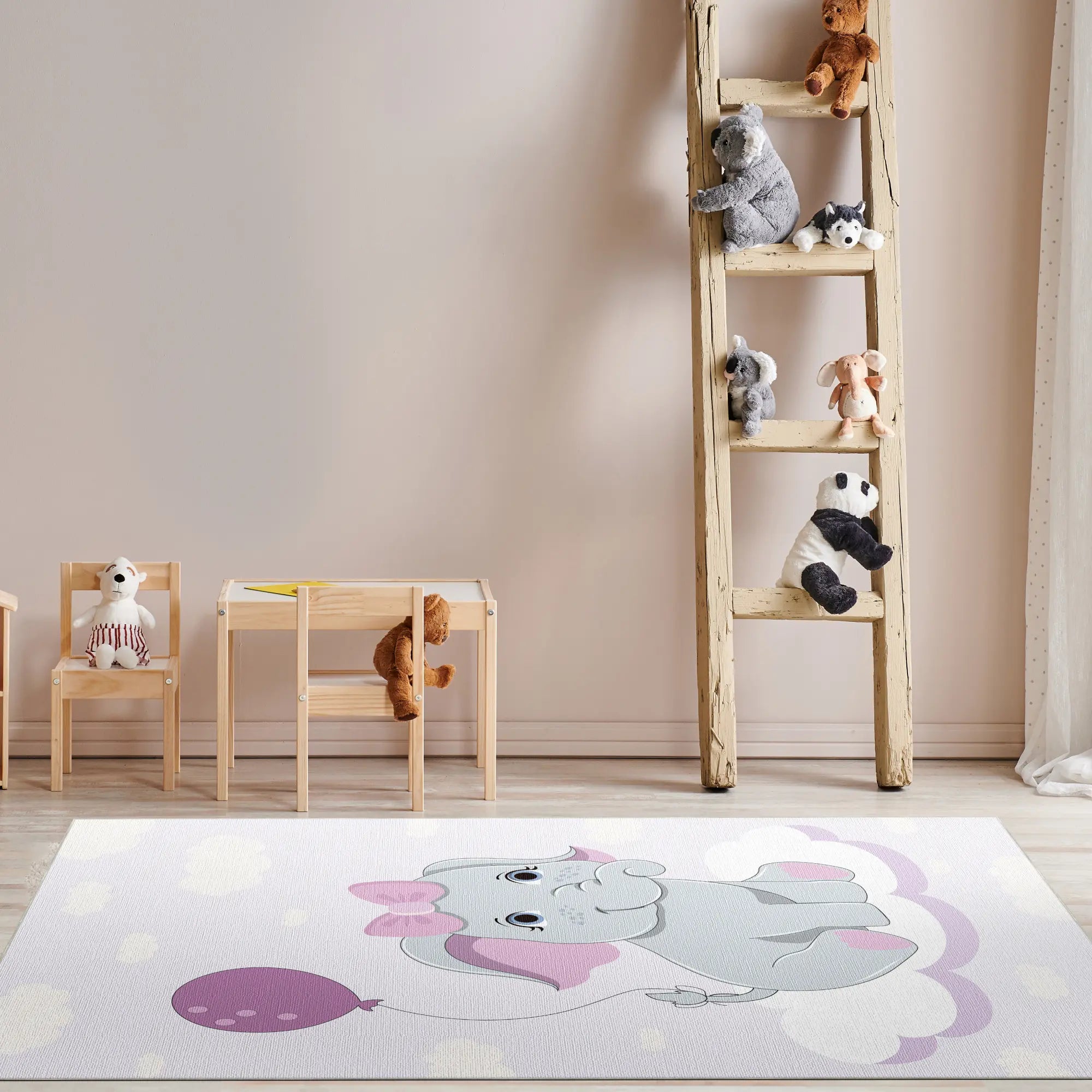 Adorabile Tappeto per Cameretta Elefante Rosa