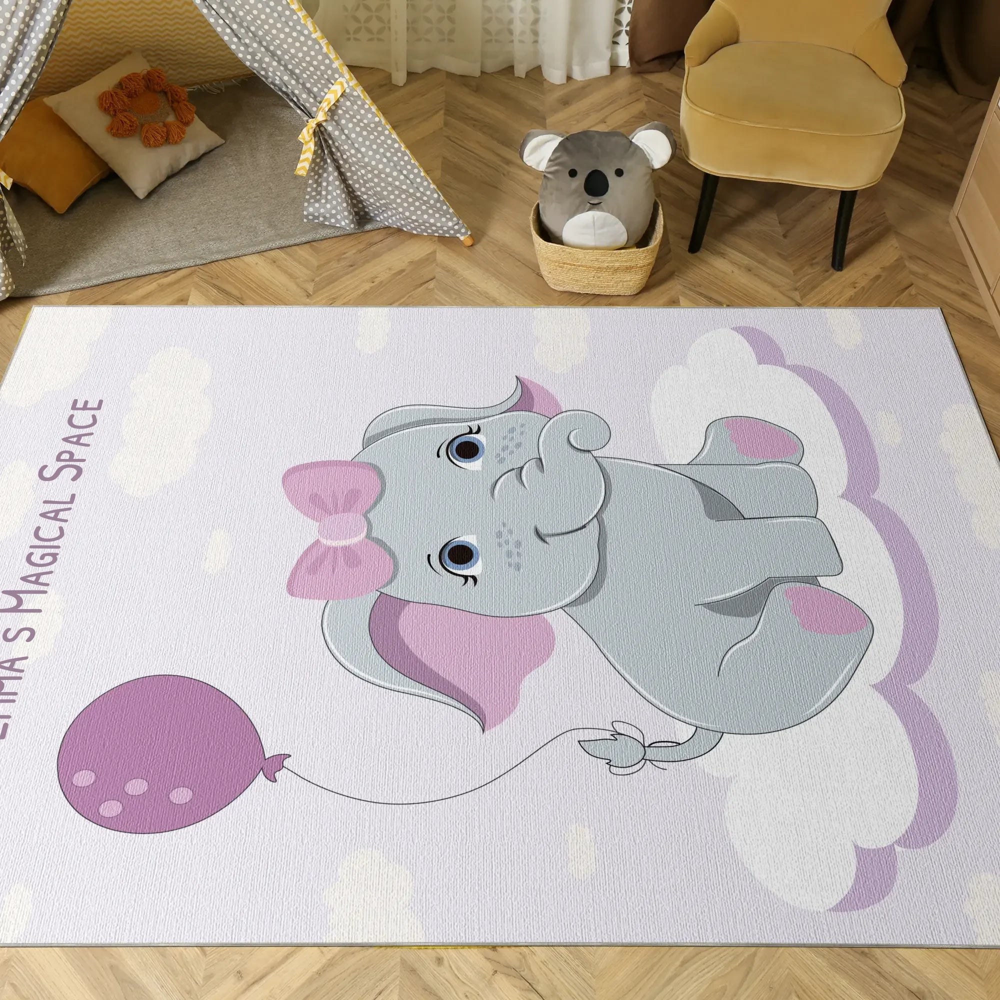 Tappeto Personalizzabile | Elefante Magico con Palloncino