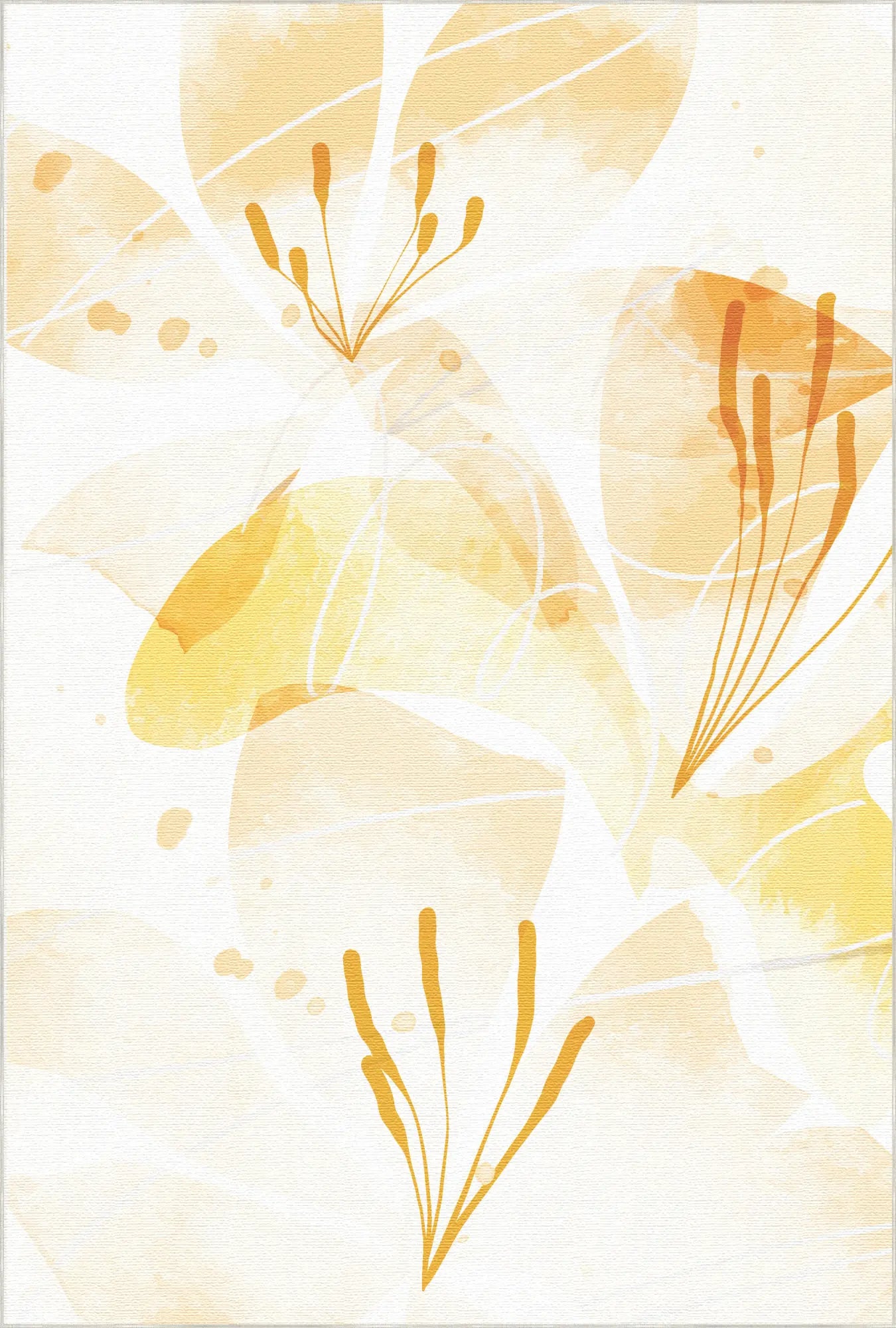 Tappeto Decorativo Floreale Acquerello Dorato