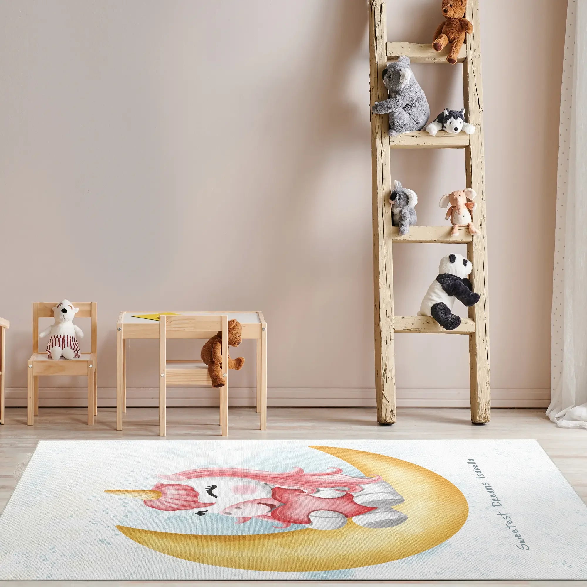 Unicorno Magico sulla Luna | Tappeto Personalizzabile