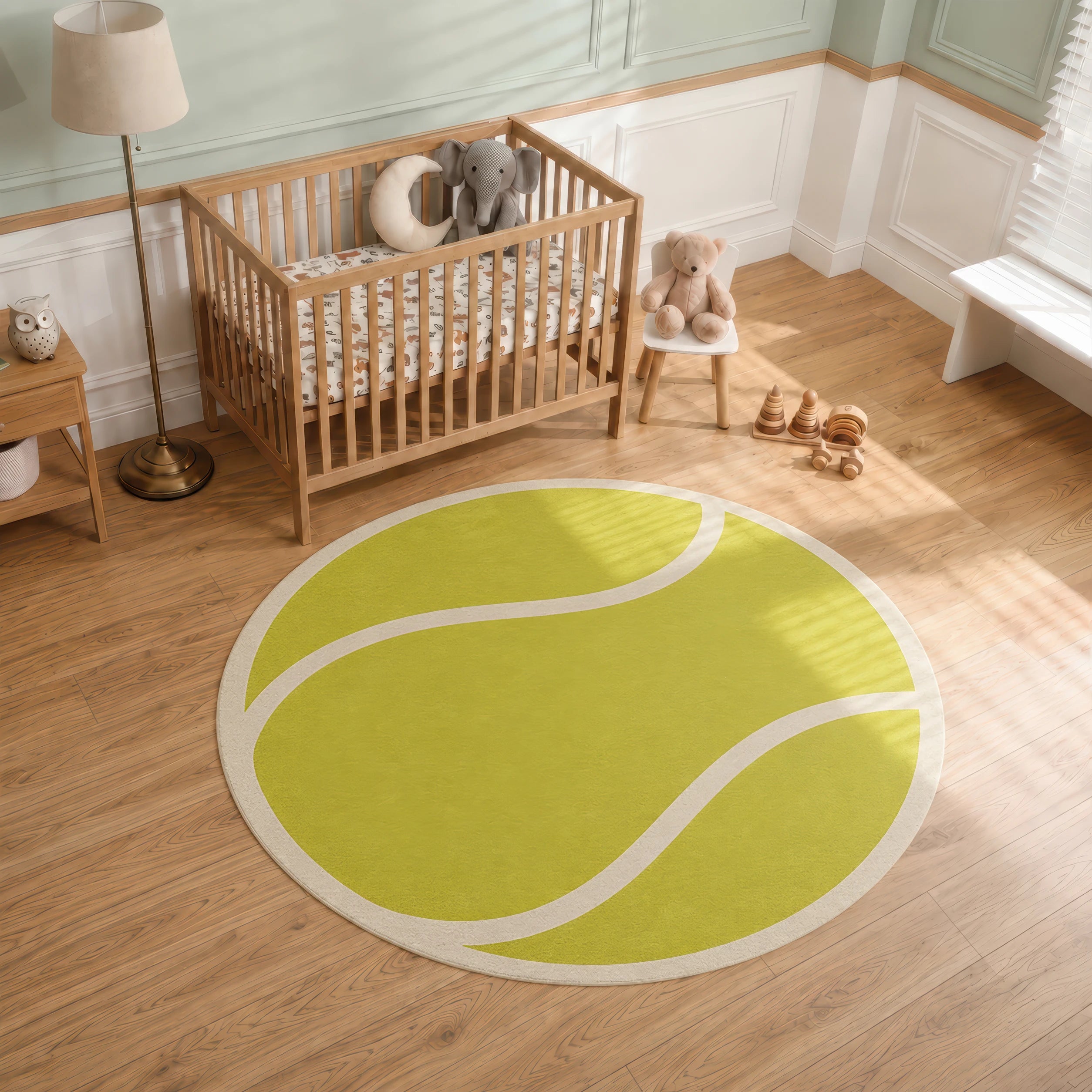 Tappeto da gioco per bambini a forma di palla da tennis rotonda