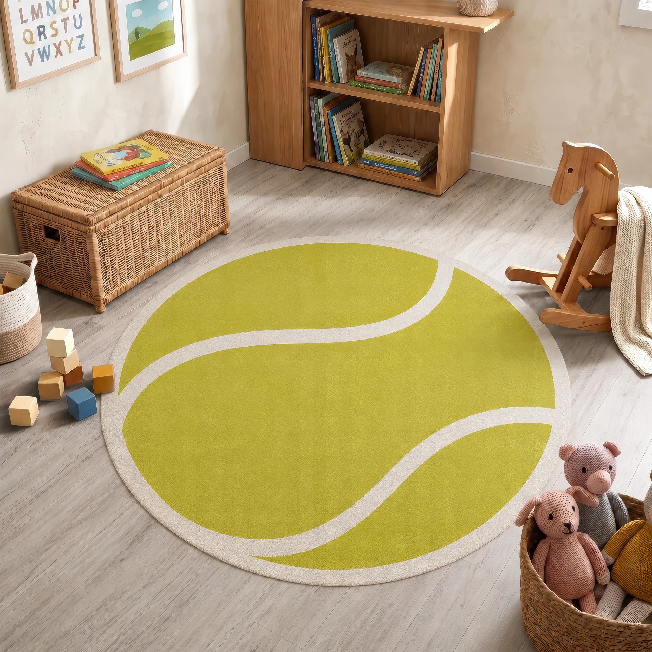 Tappeto da gioco per bambini a forma di palla da tennis rotonda