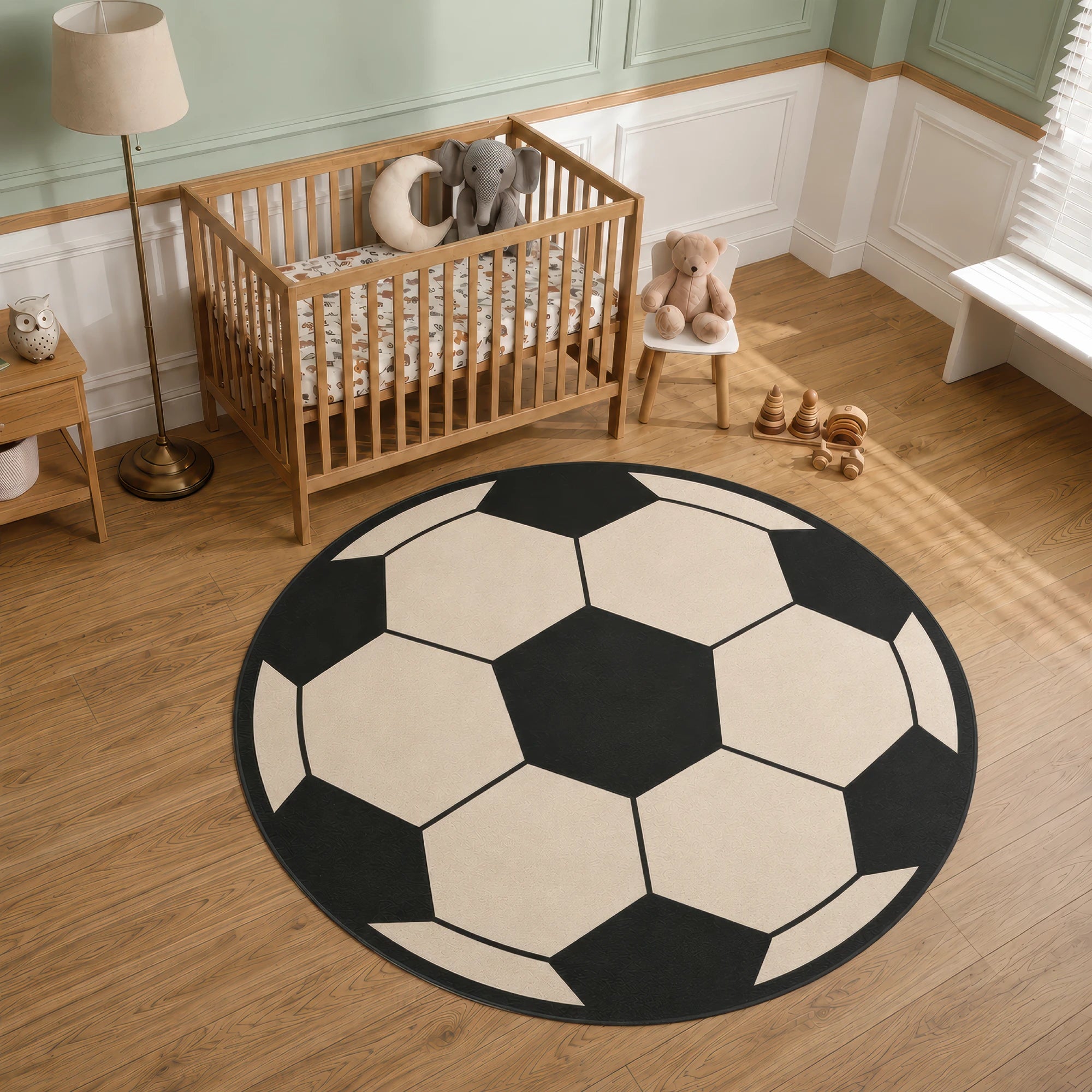 Tappeto Sportivo per Bambini Pallone da Calcio Classico Rotondo