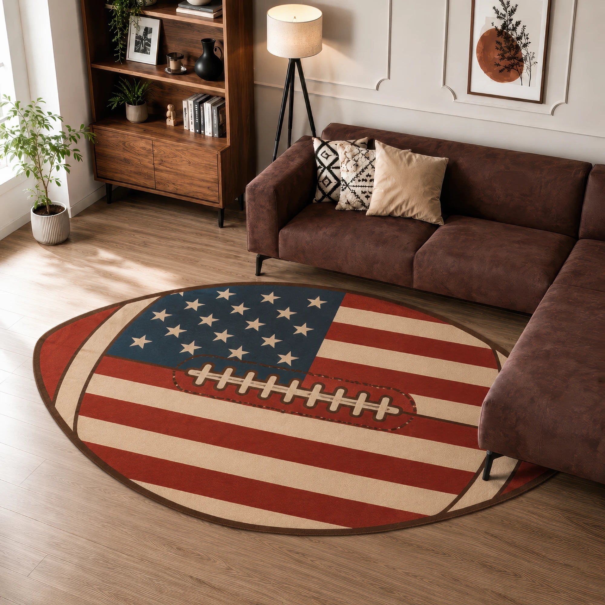 Tappeto a forma di bambini con bandiera americana di football USA
