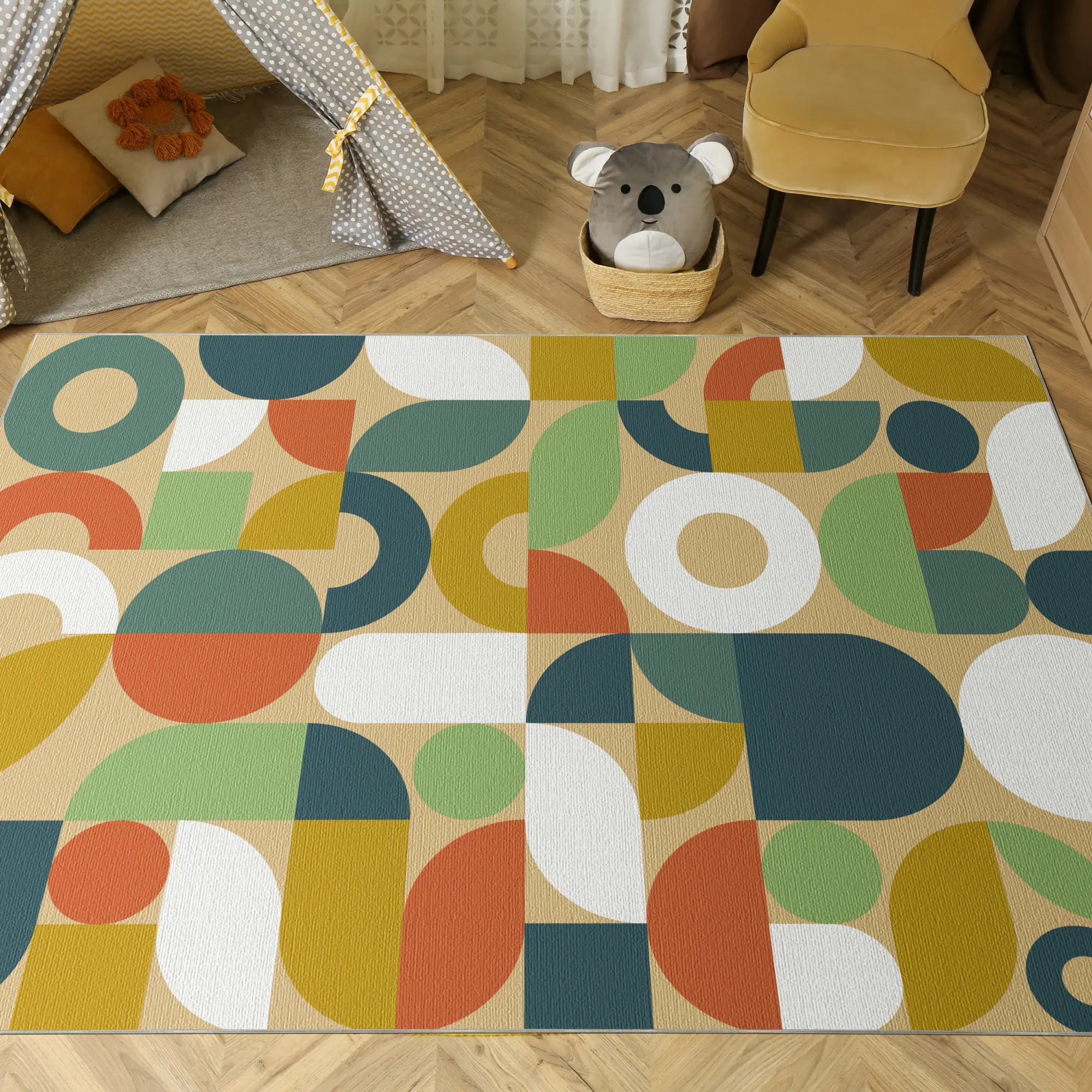 Tappeto Geometrico Retro Moderno Lavabile