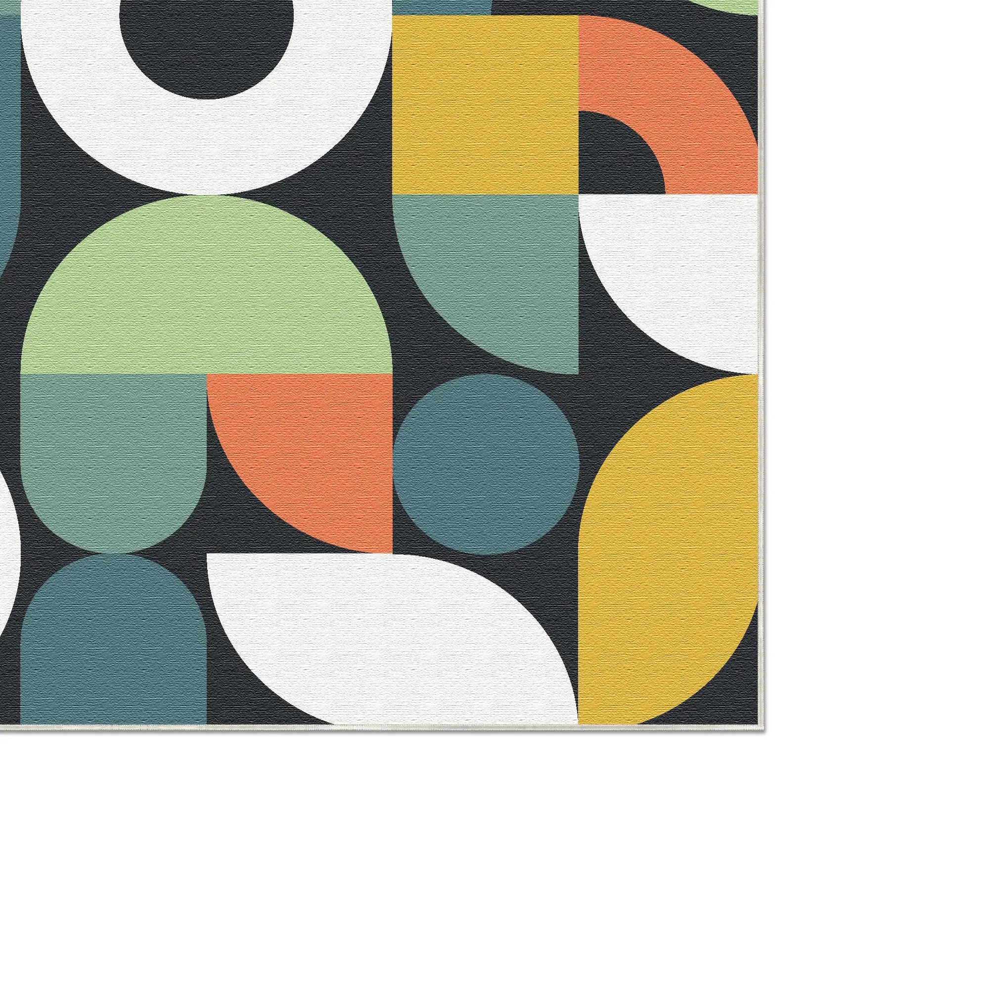 Tappeto Geometrico Retro Nero Lavabile
