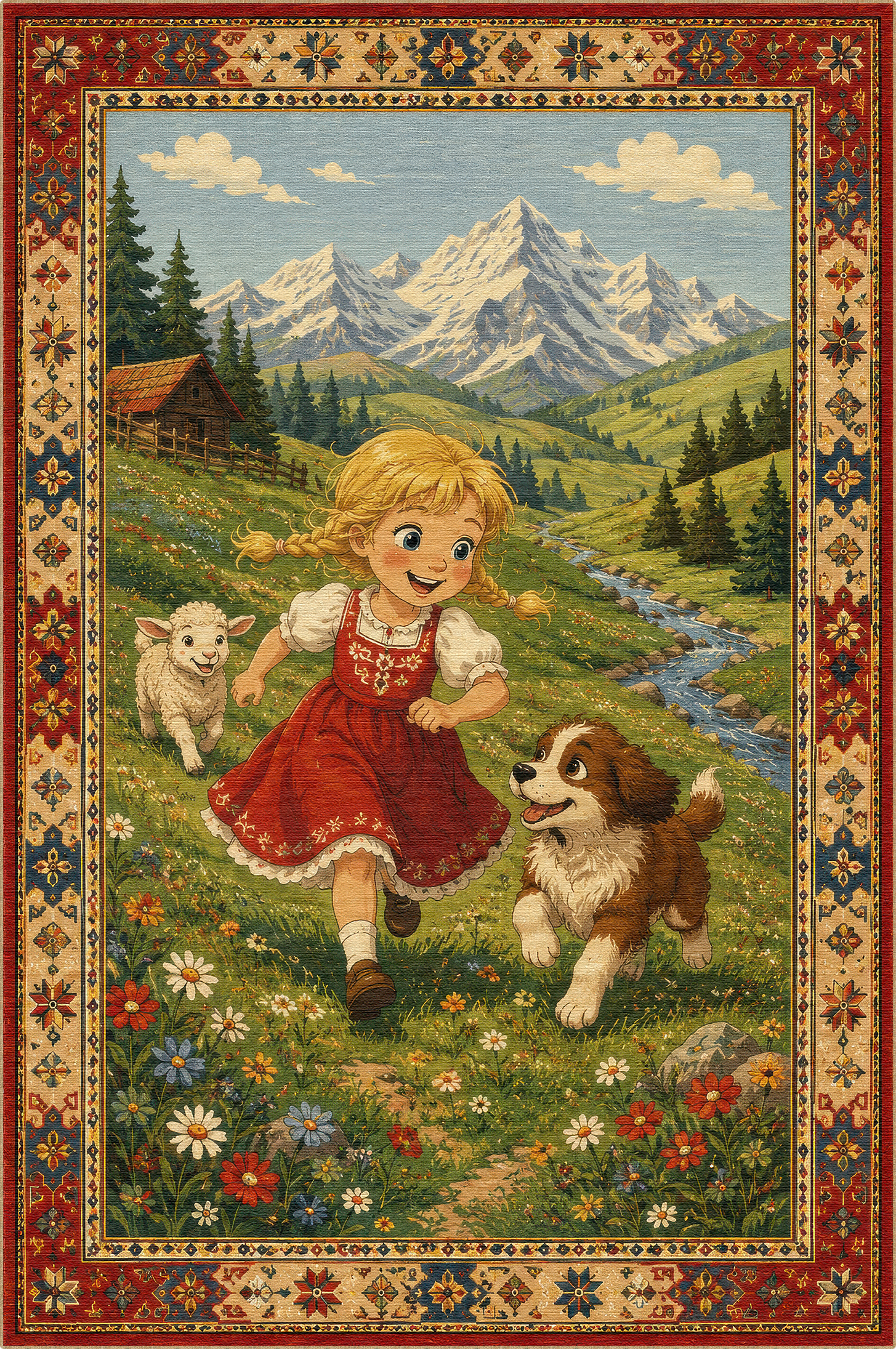 Tappeto per bambini Storia del Prato Alpino