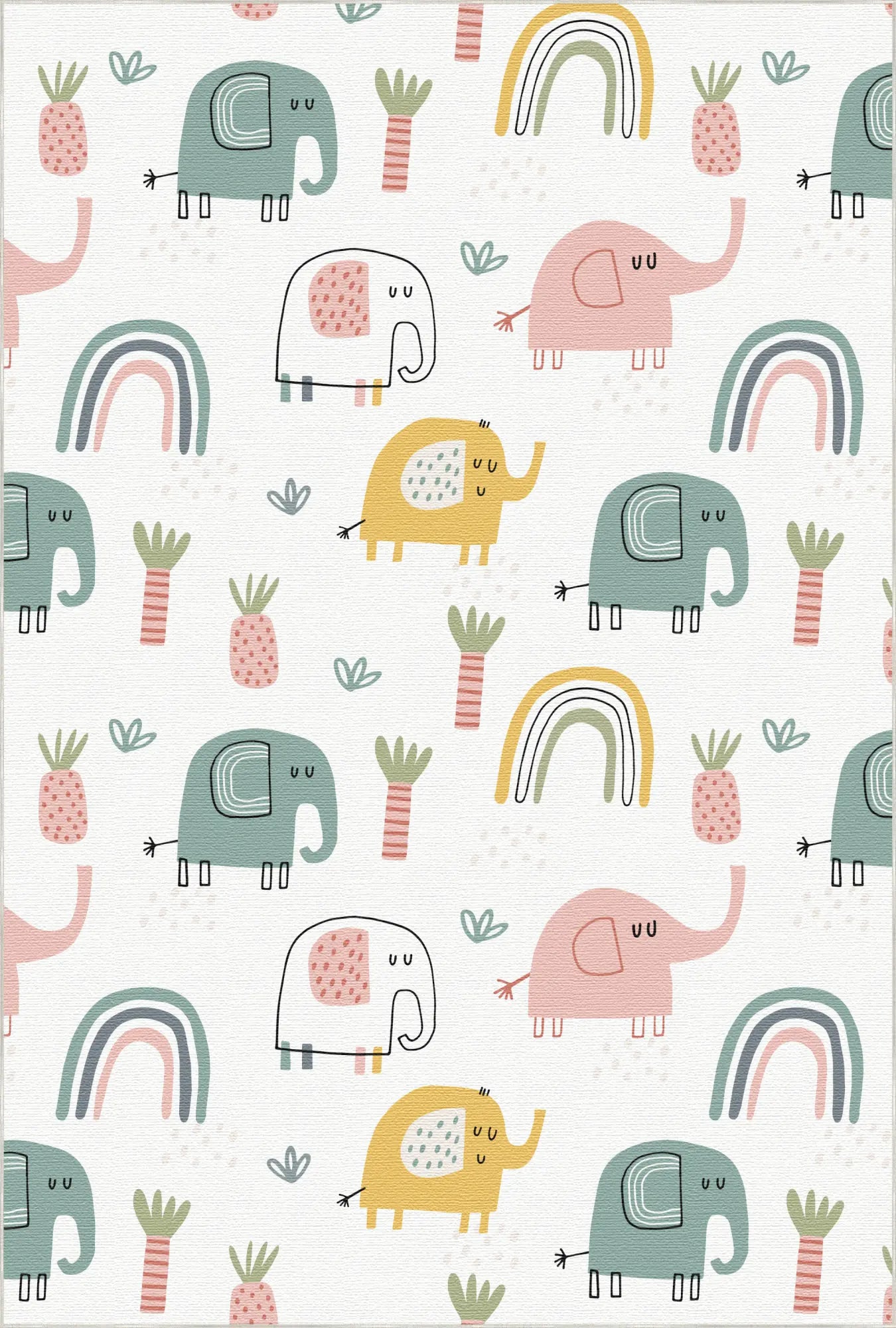 Tappeto per Cameretta Elefante Boho Lavabile