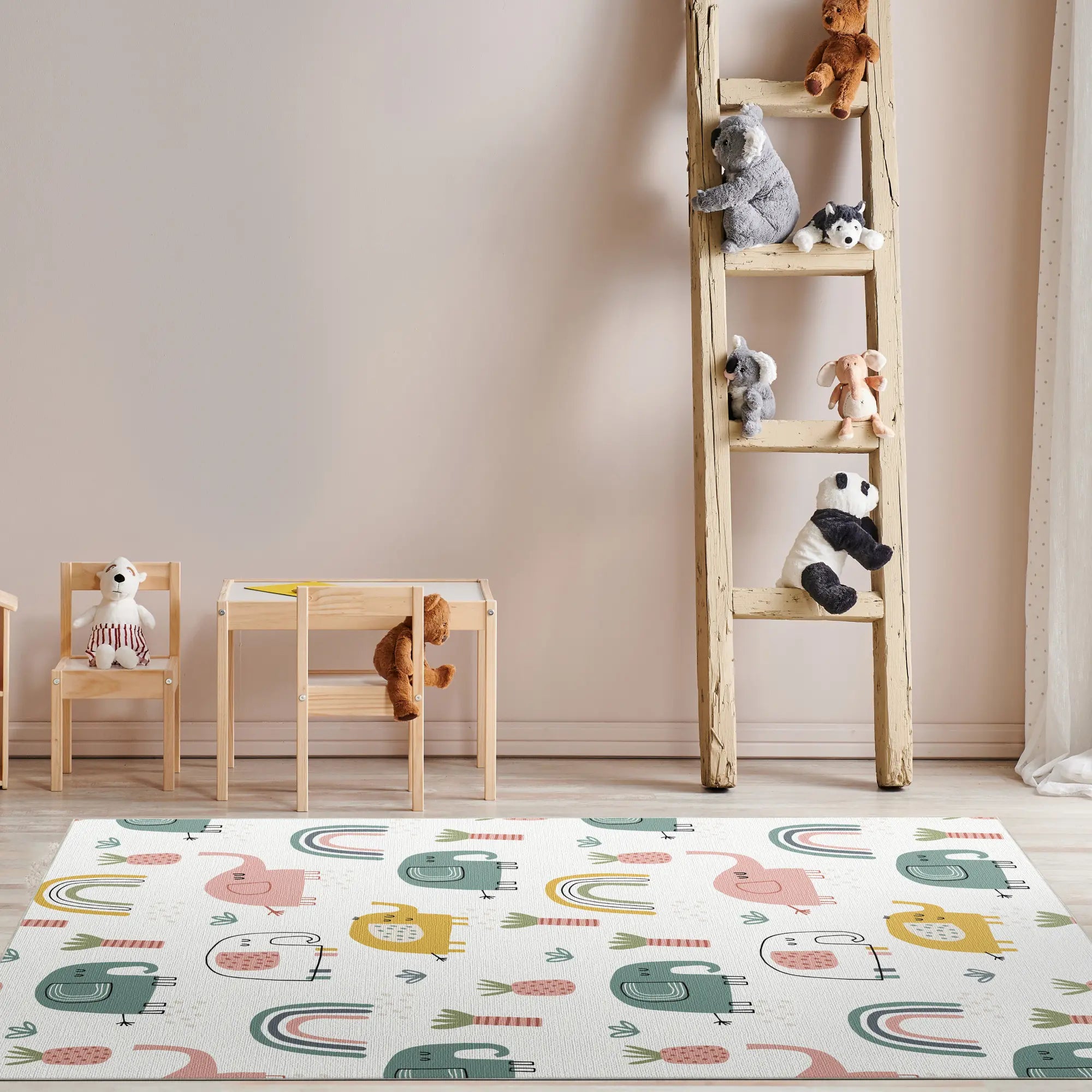 Tappeto per Cameretta Elefante Boho Lavabile