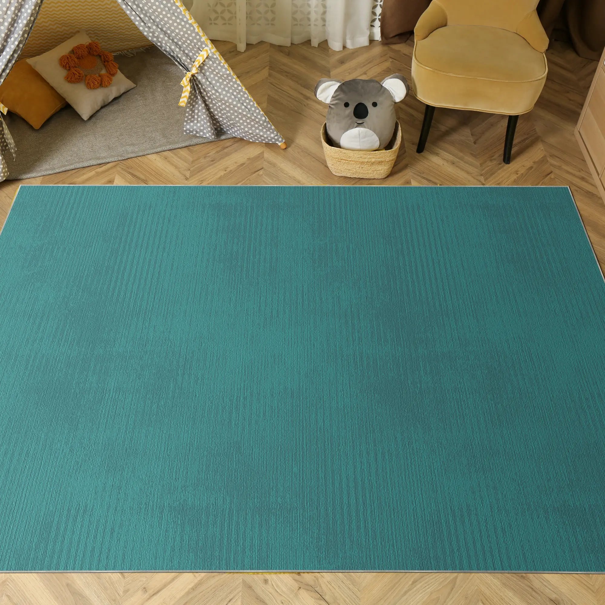 Tappeto Testurizzato Verde Petrolio Lavabile