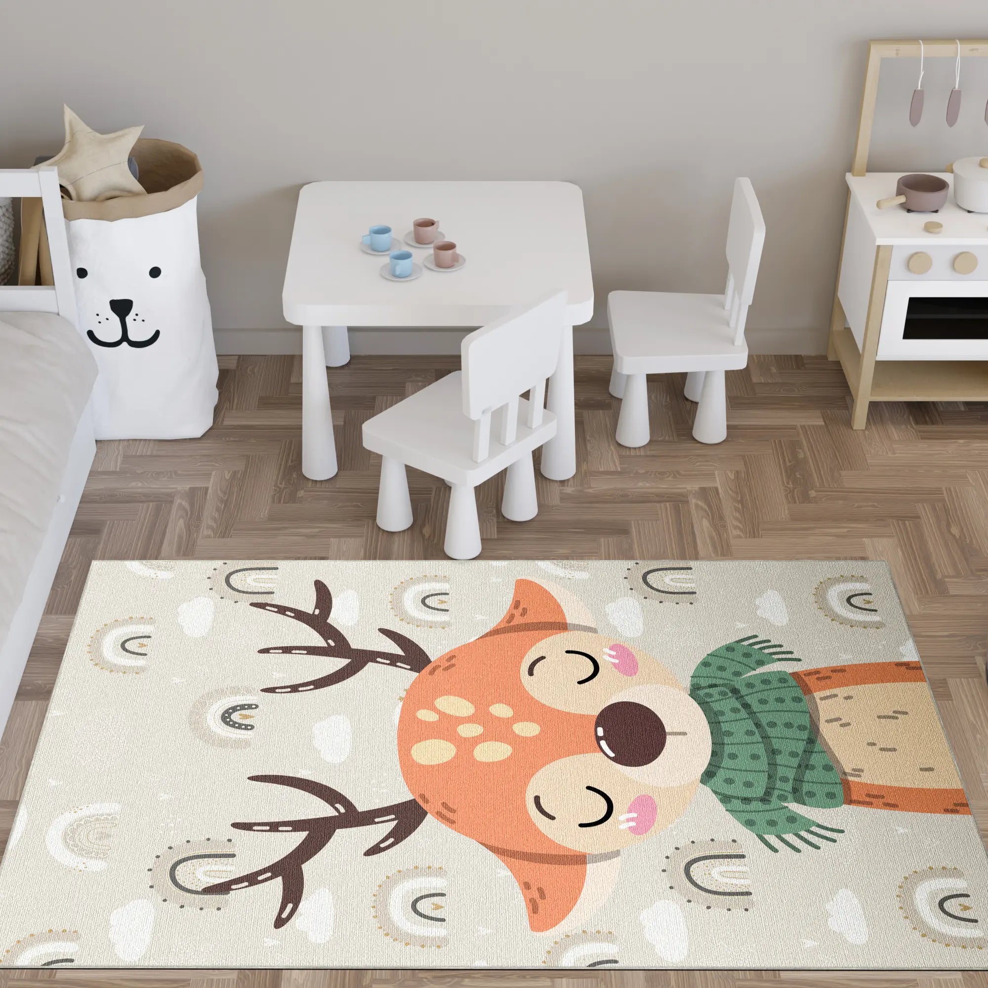 Adorabile Tappeto per Cameretta Cervo Arcobaleno