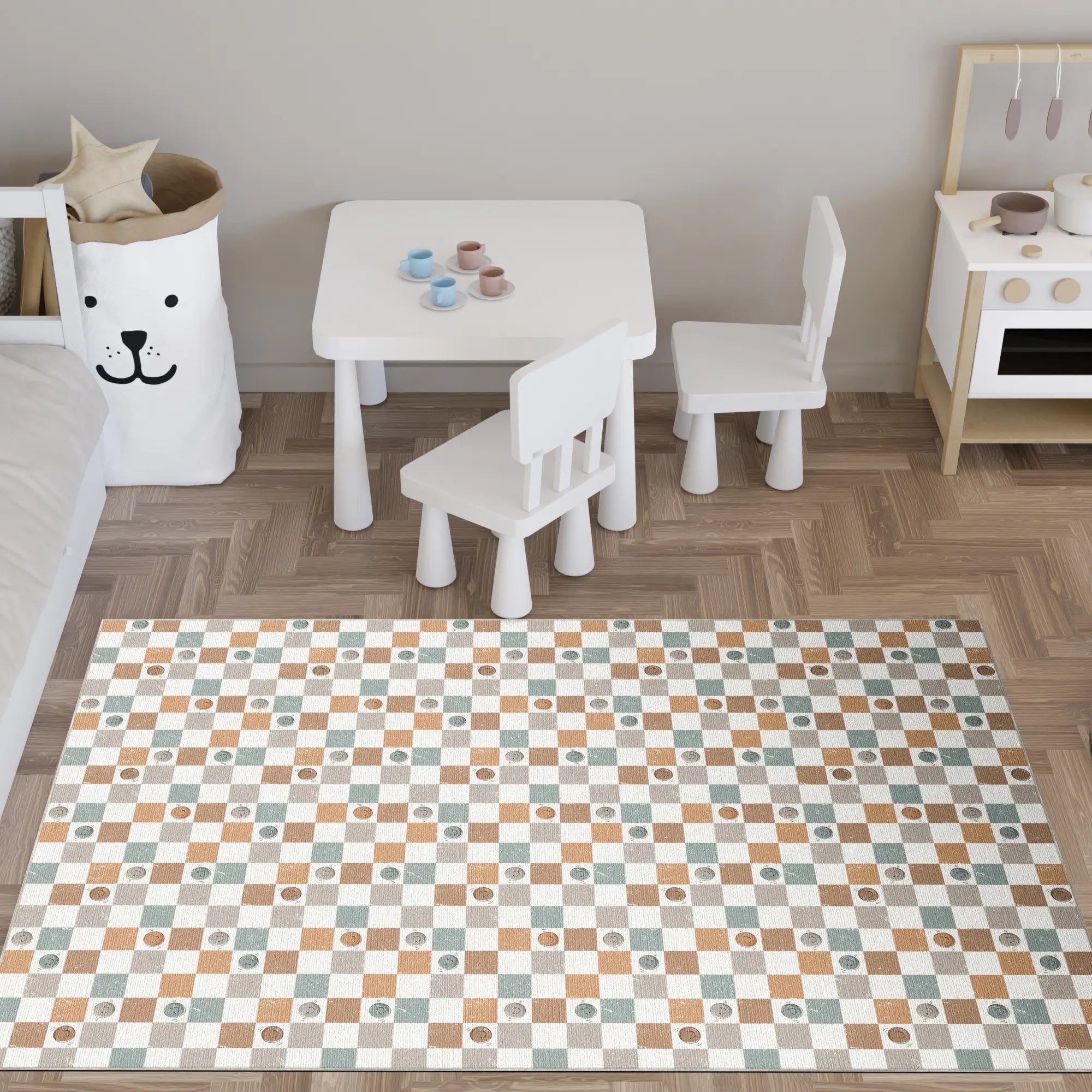 Tappeto Retro a Scacchi con Sorriso Lavabile