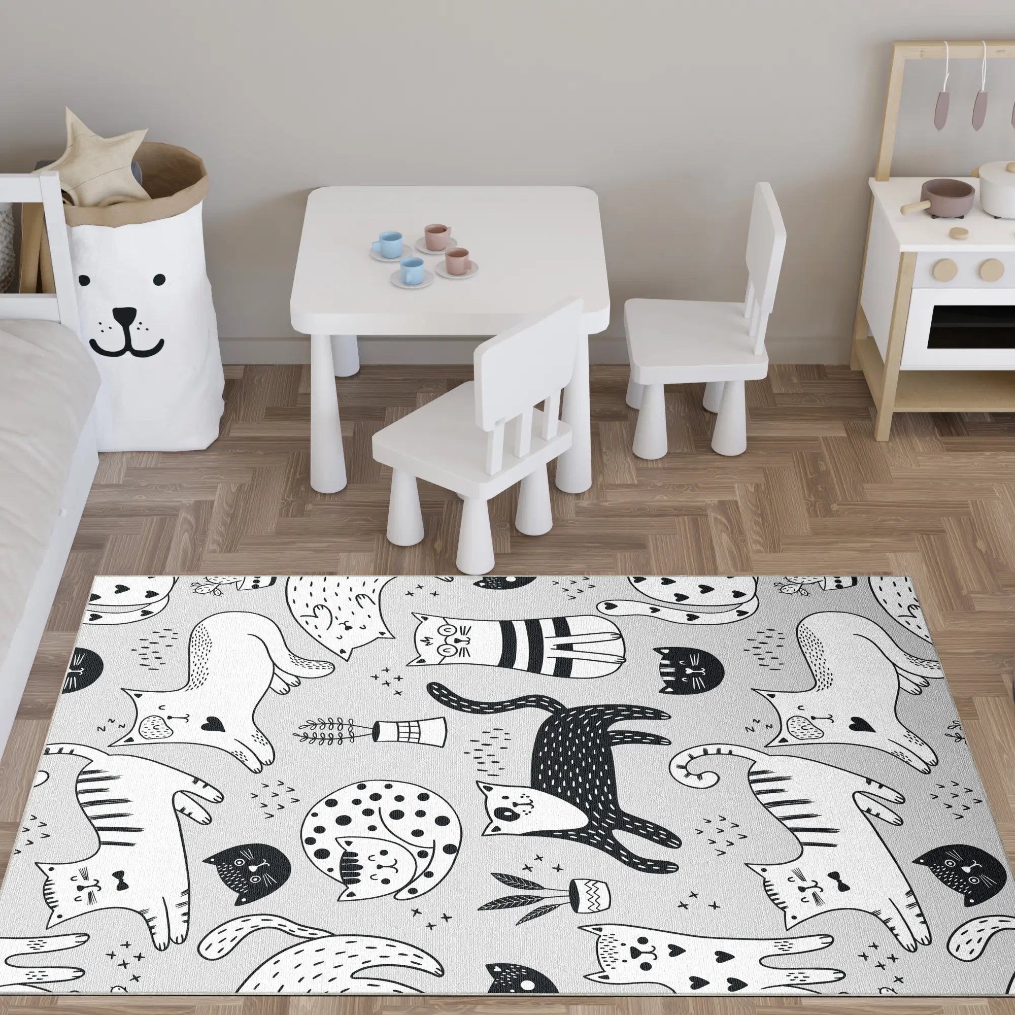Tappeto da Gioco Gatto Schizzato Lavabile