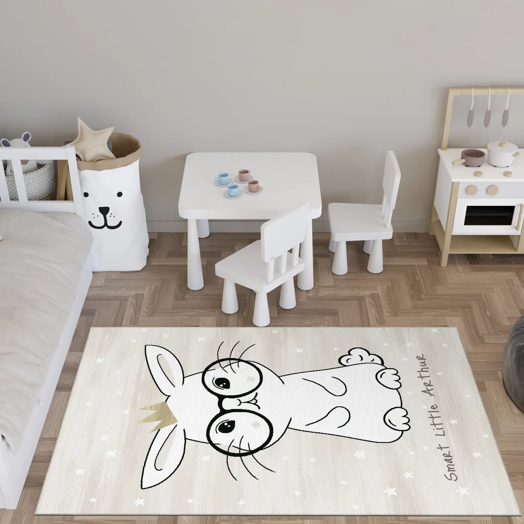 Tappeto Personalizzabile | Coniglietto Intelligente con Occhiali