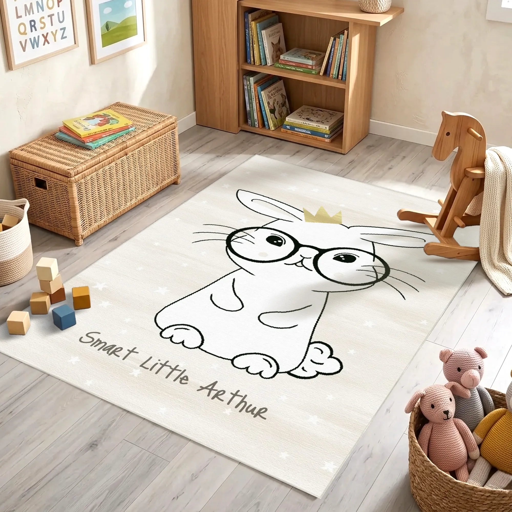 Tappeto Personalizzabile | Coniglietto Intelligente con Occhiali
