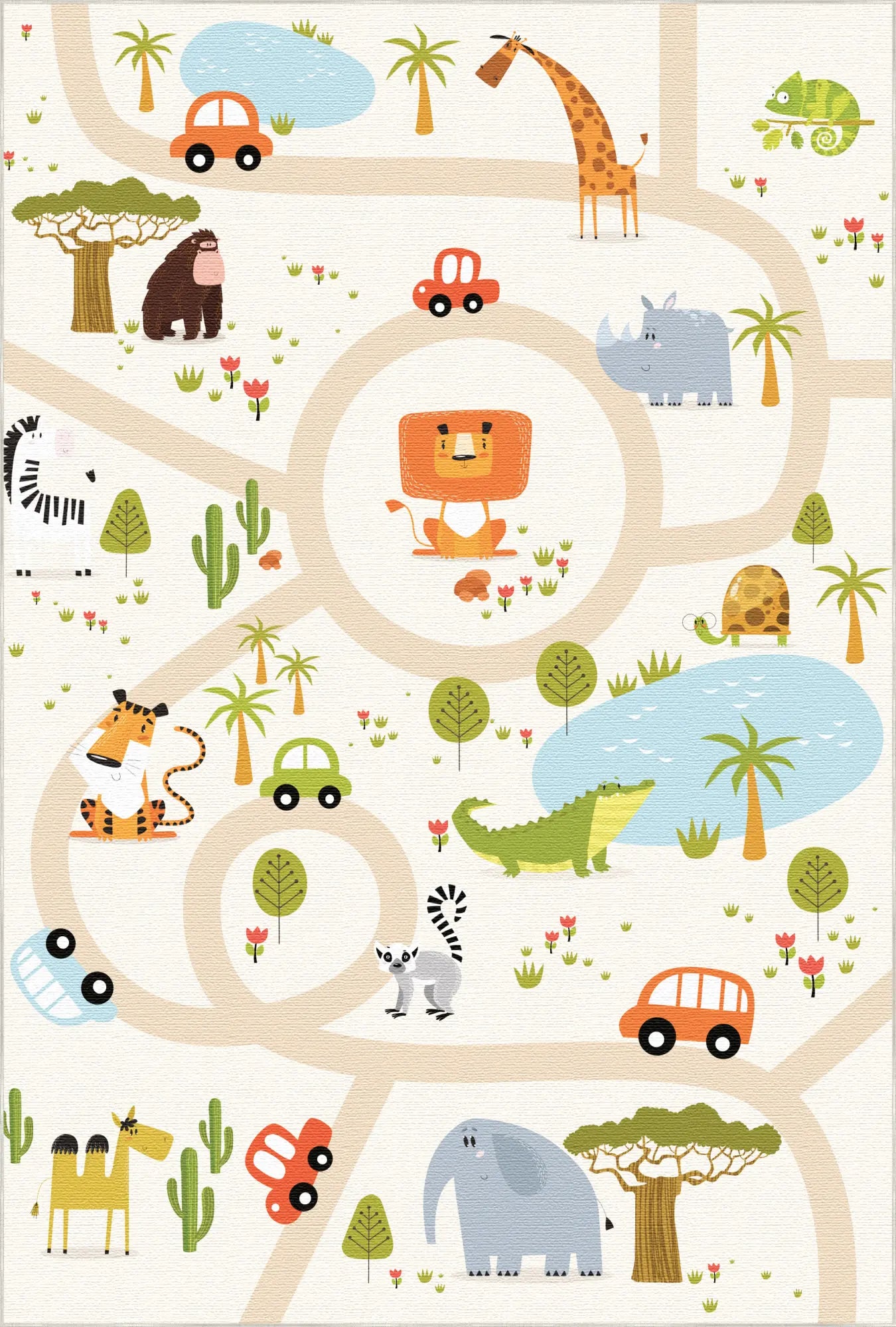 Tappeto da Gioco Safari Avventura per Bambini