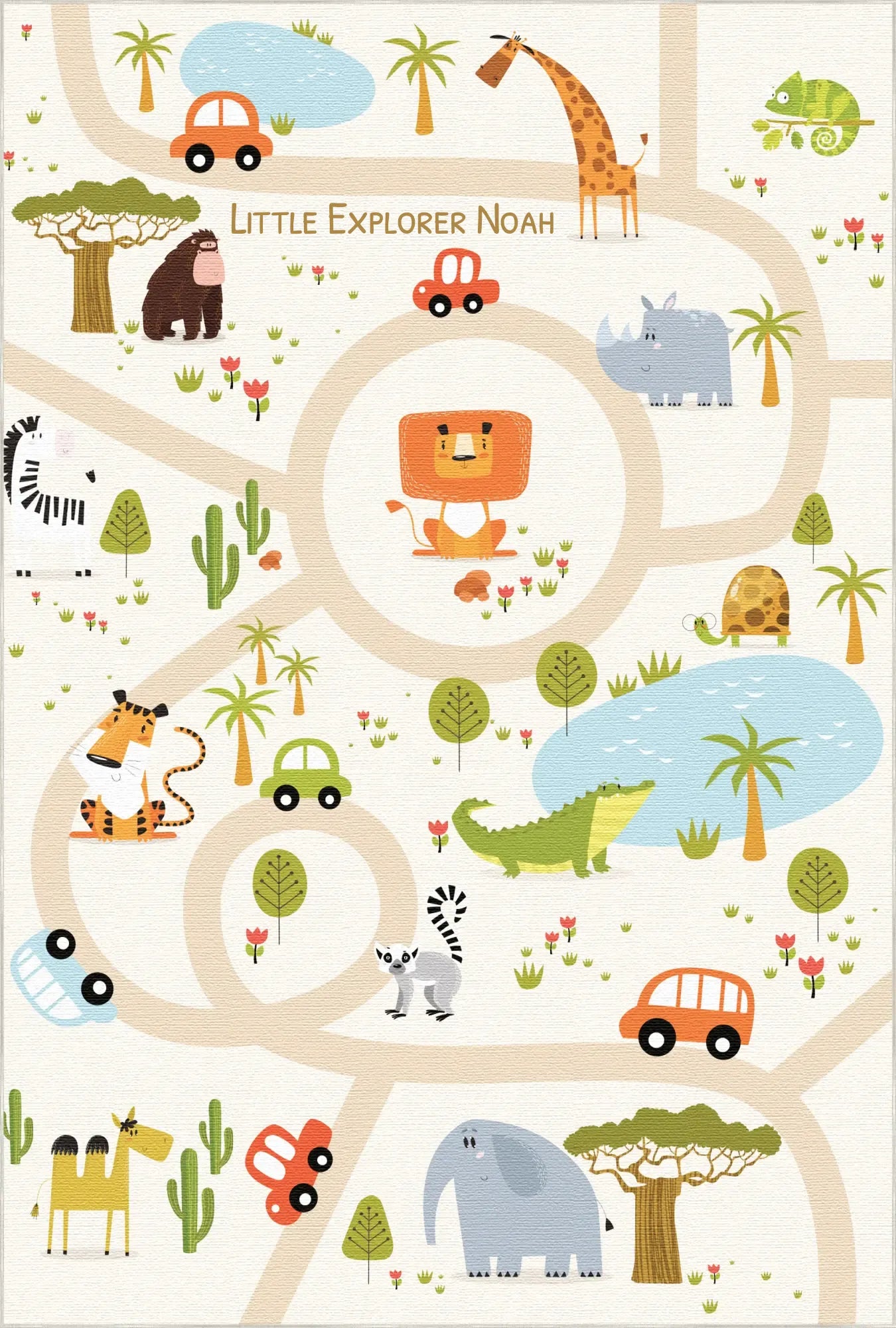 Tappeto Personalizzabile | Avventura Safari su Strada