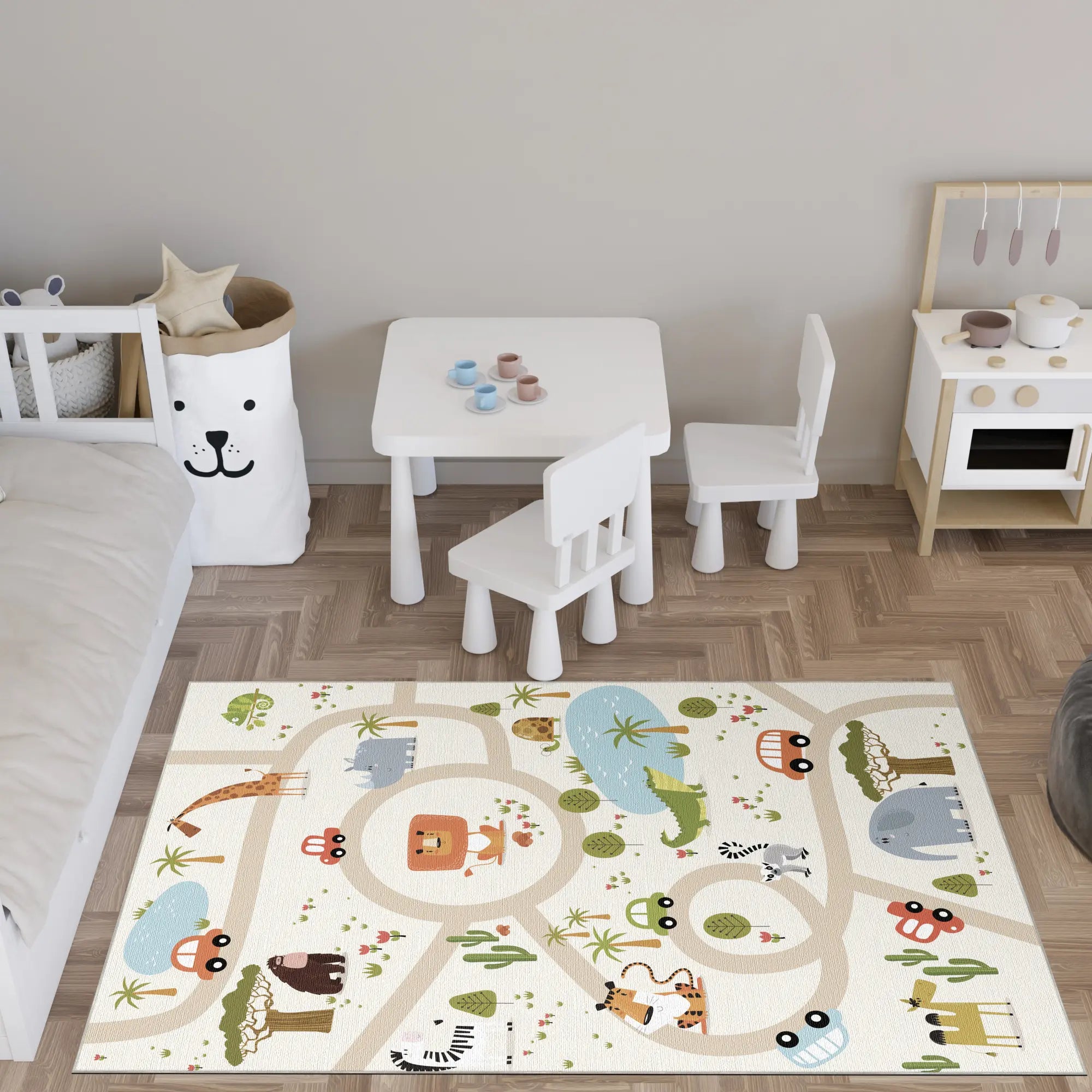 Tappeto da Gioco Safari Avventura per Bambini