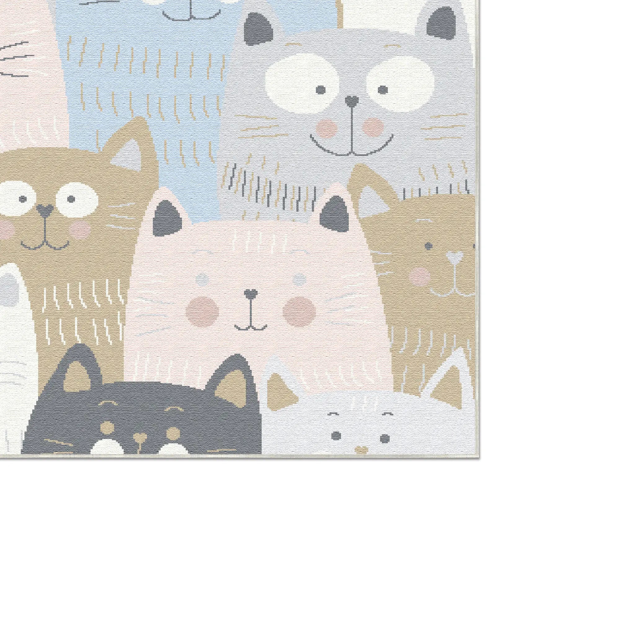 Tappeto Lavabile Pastello con Gatto per Bambini