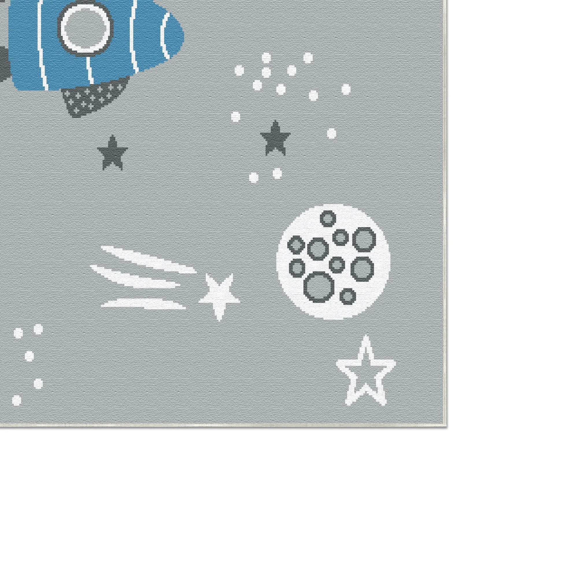 Tappeto Lavabile Grigio Spaziale per Bambini