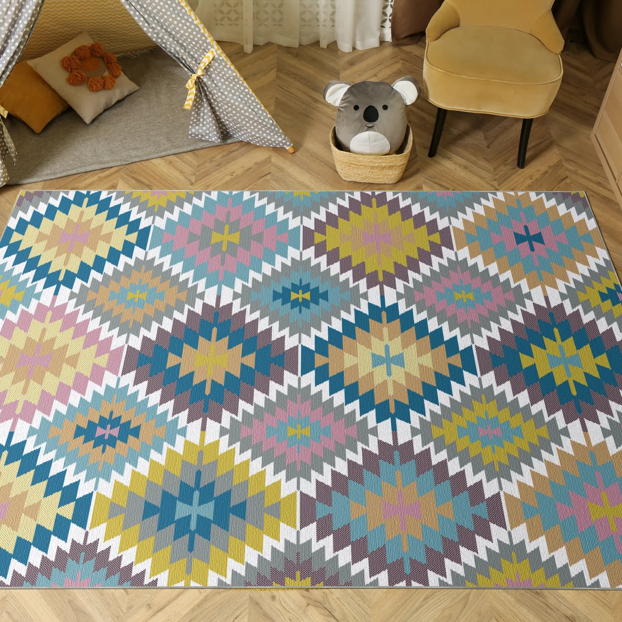 Tappeto Lavabile Boho Geometrico