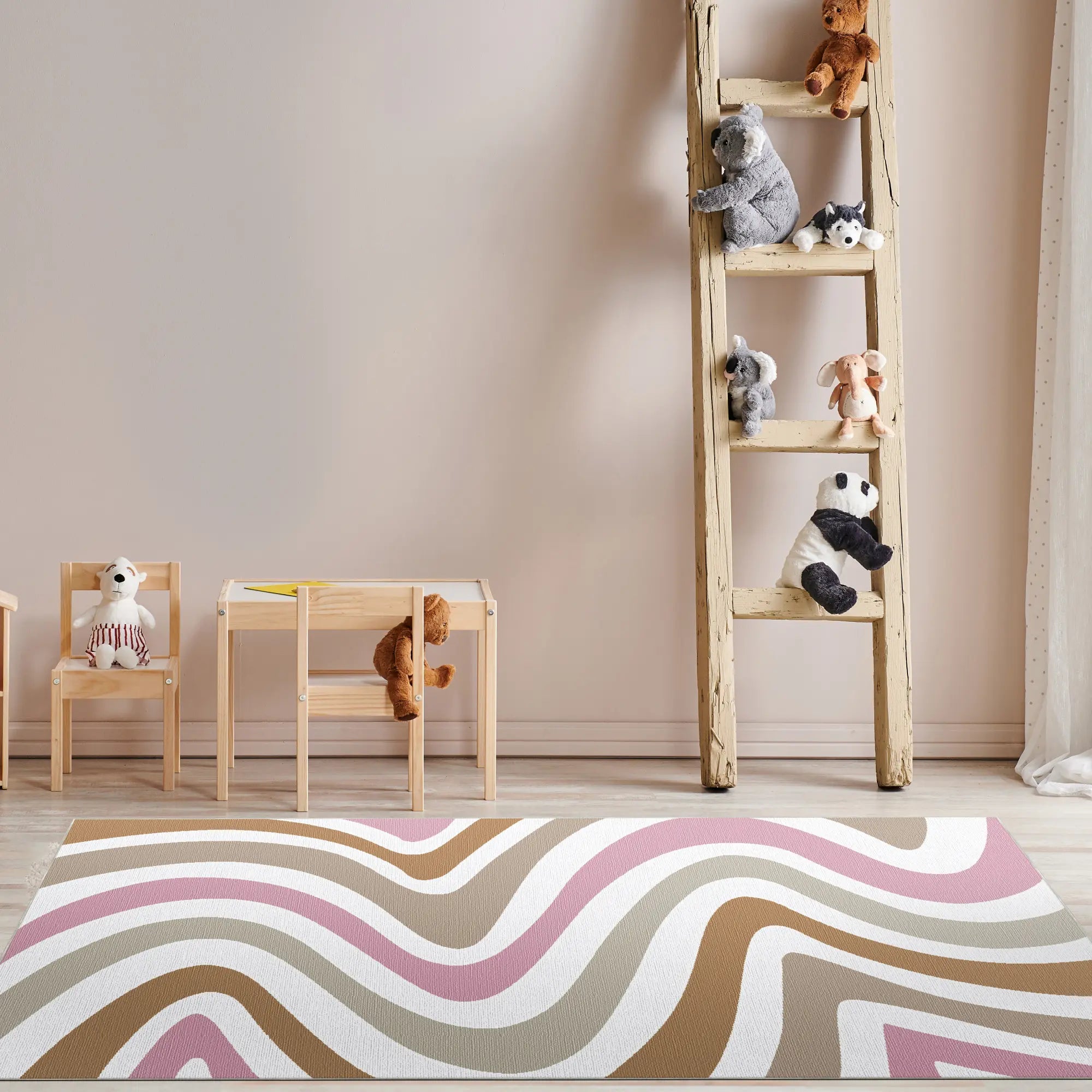 Tappeto Lavabile Boho Retrò Ondulato