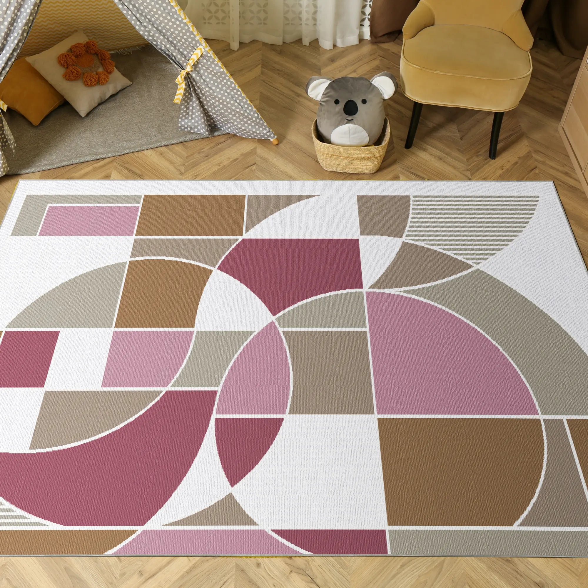 Tappeto Lavabile Bauhaus a Blocchi di Colore