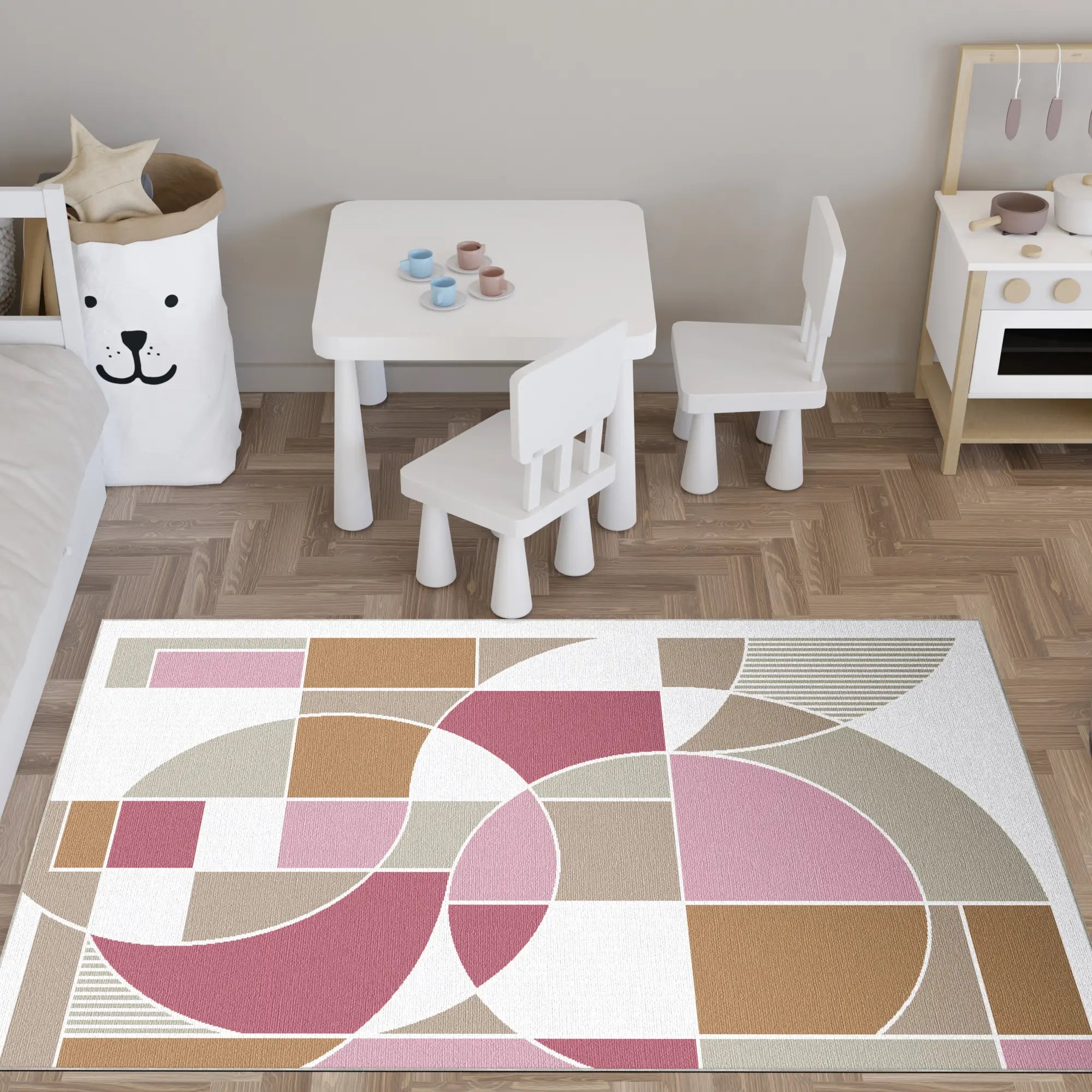 Tappeto Lavabile Bauhaus a Blocchi di Colore