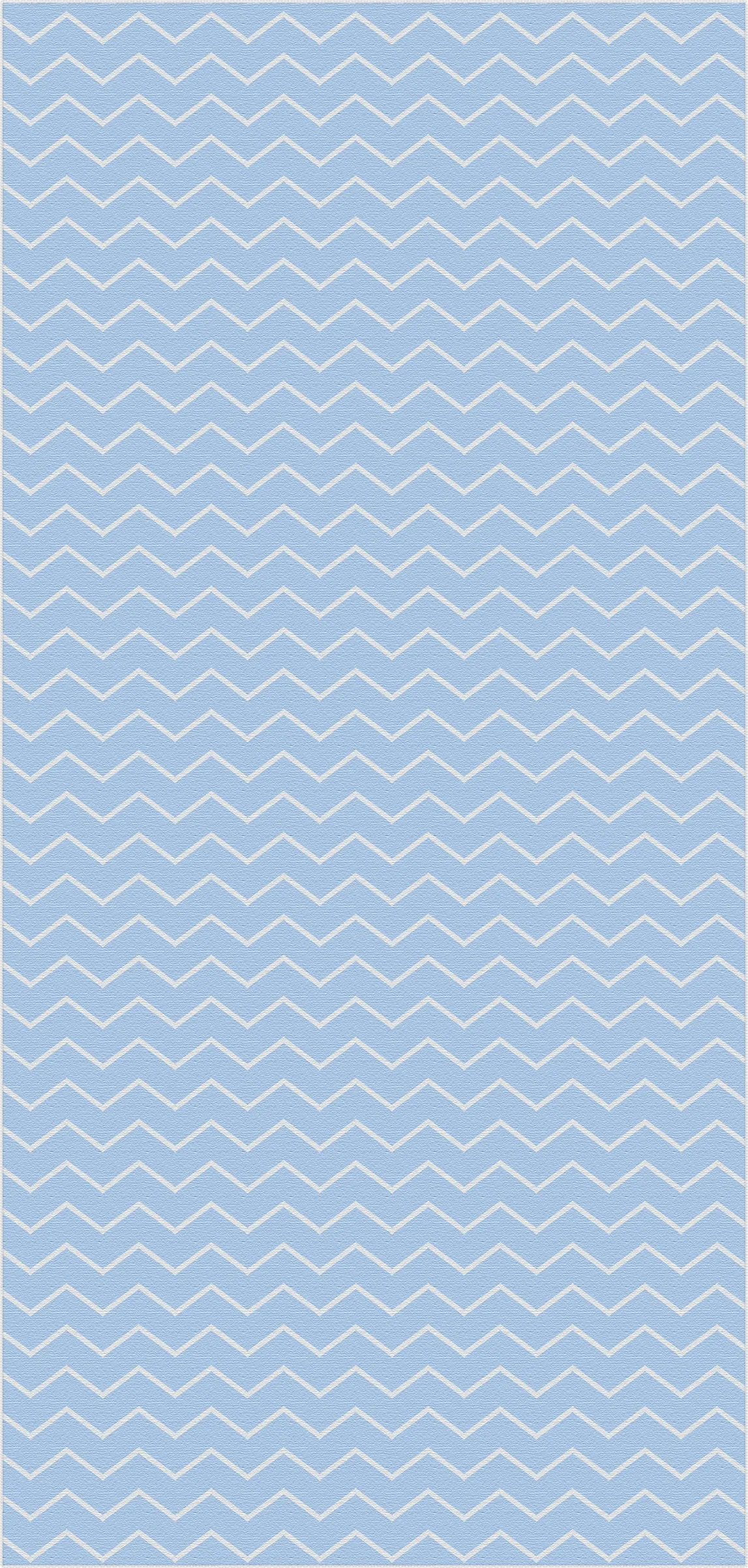 Tappeto azzurro chiaro con motivo a zigzag a chevron bianco