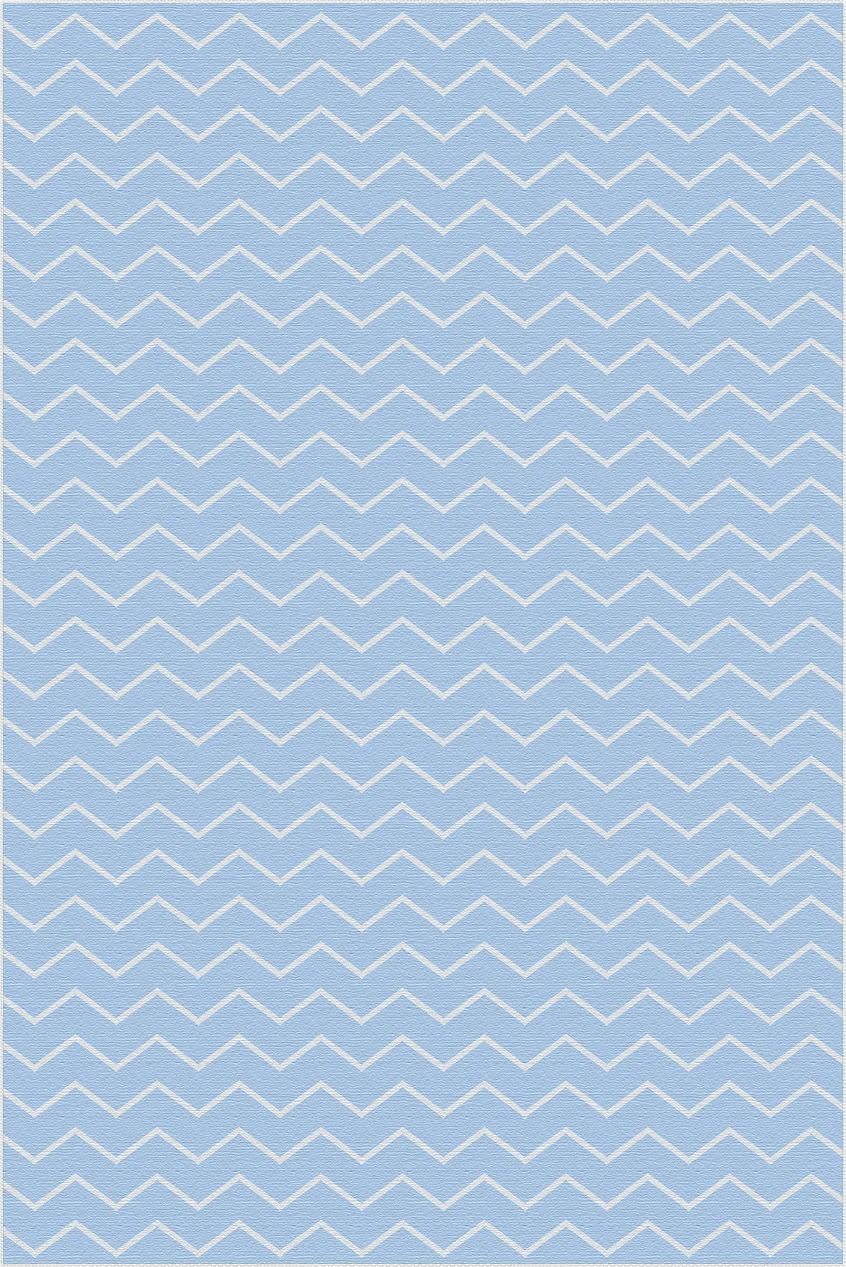 Tappeto azzurro chiaro con motivo a zigzag a chevron bianco, vista ravvicinata