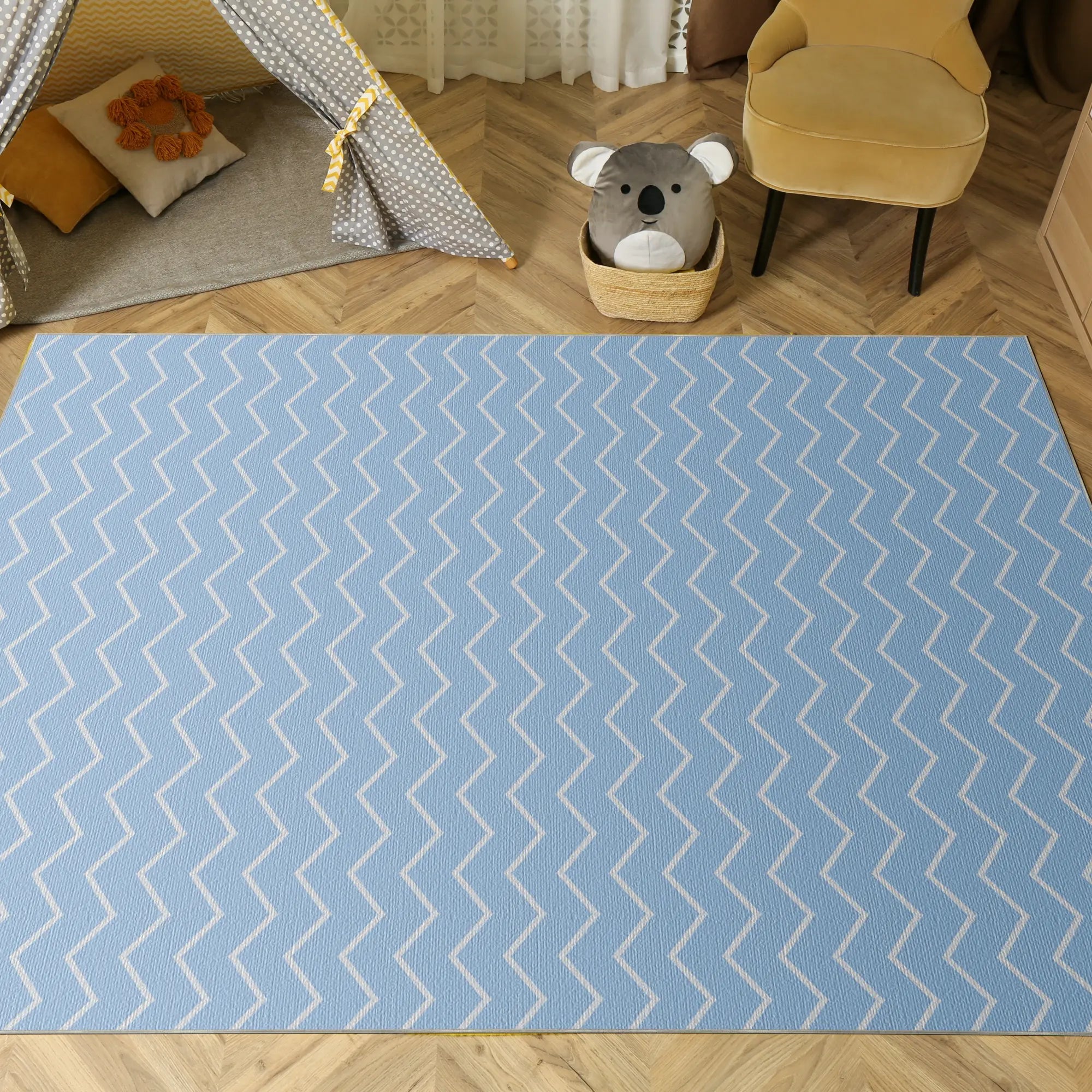 Tappeto Lavabile Chevron Azzurro Chiaro